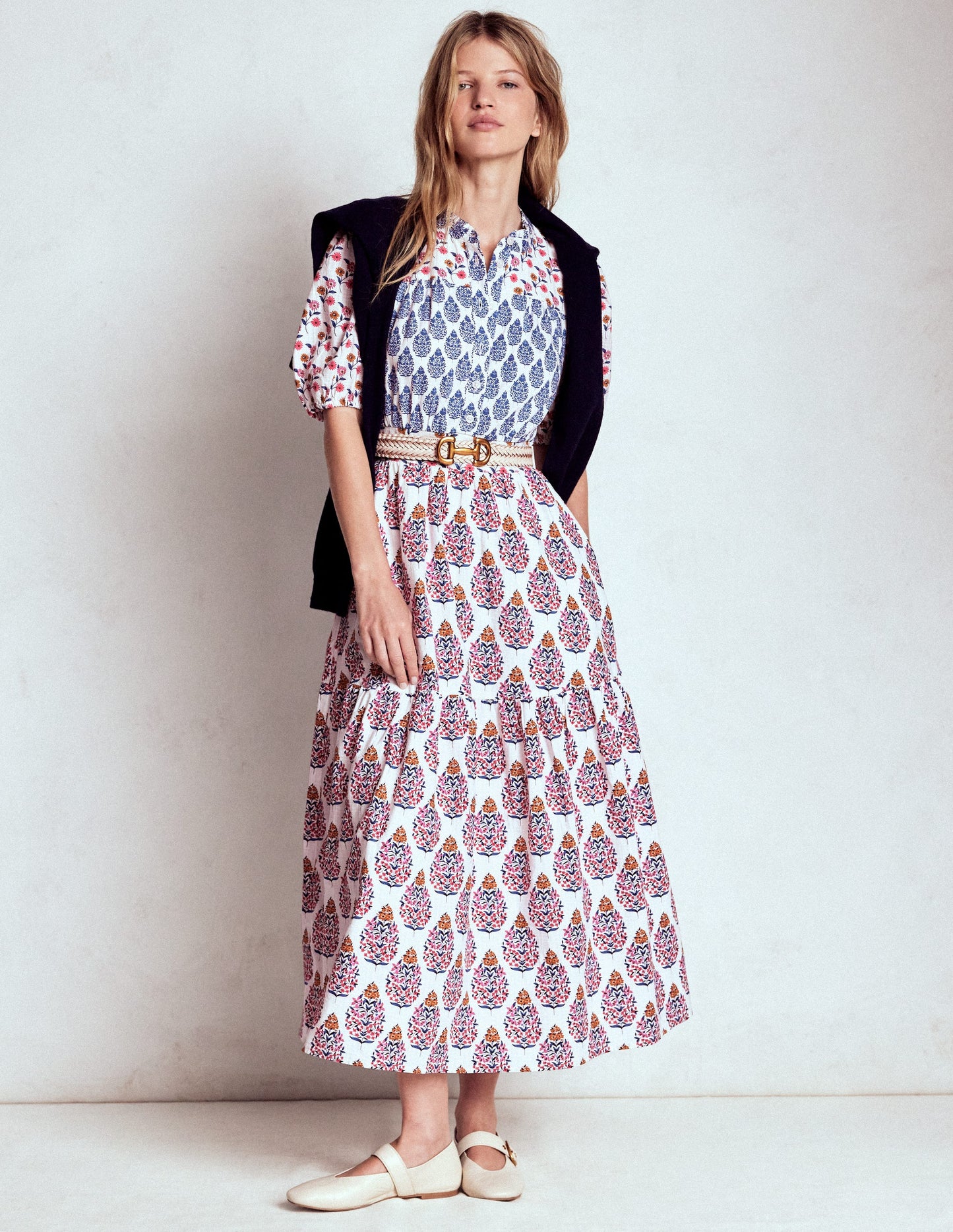 Beatrice Baumwoll-Midikleid-Bunt, Wildblumenstrauß