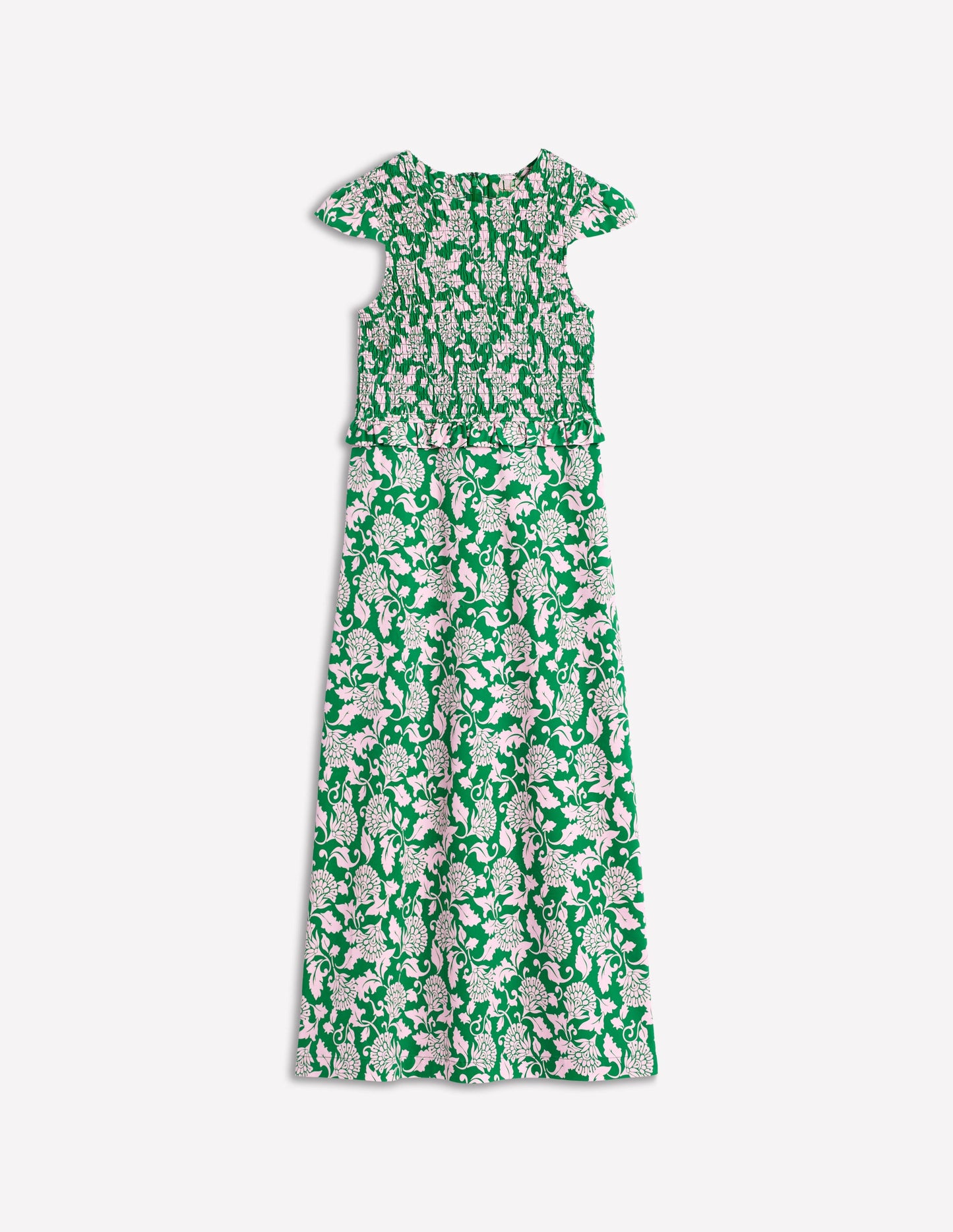 Carolina Gesmoktes Midikleid-Sattes Smaragdgrün, Rebenornament