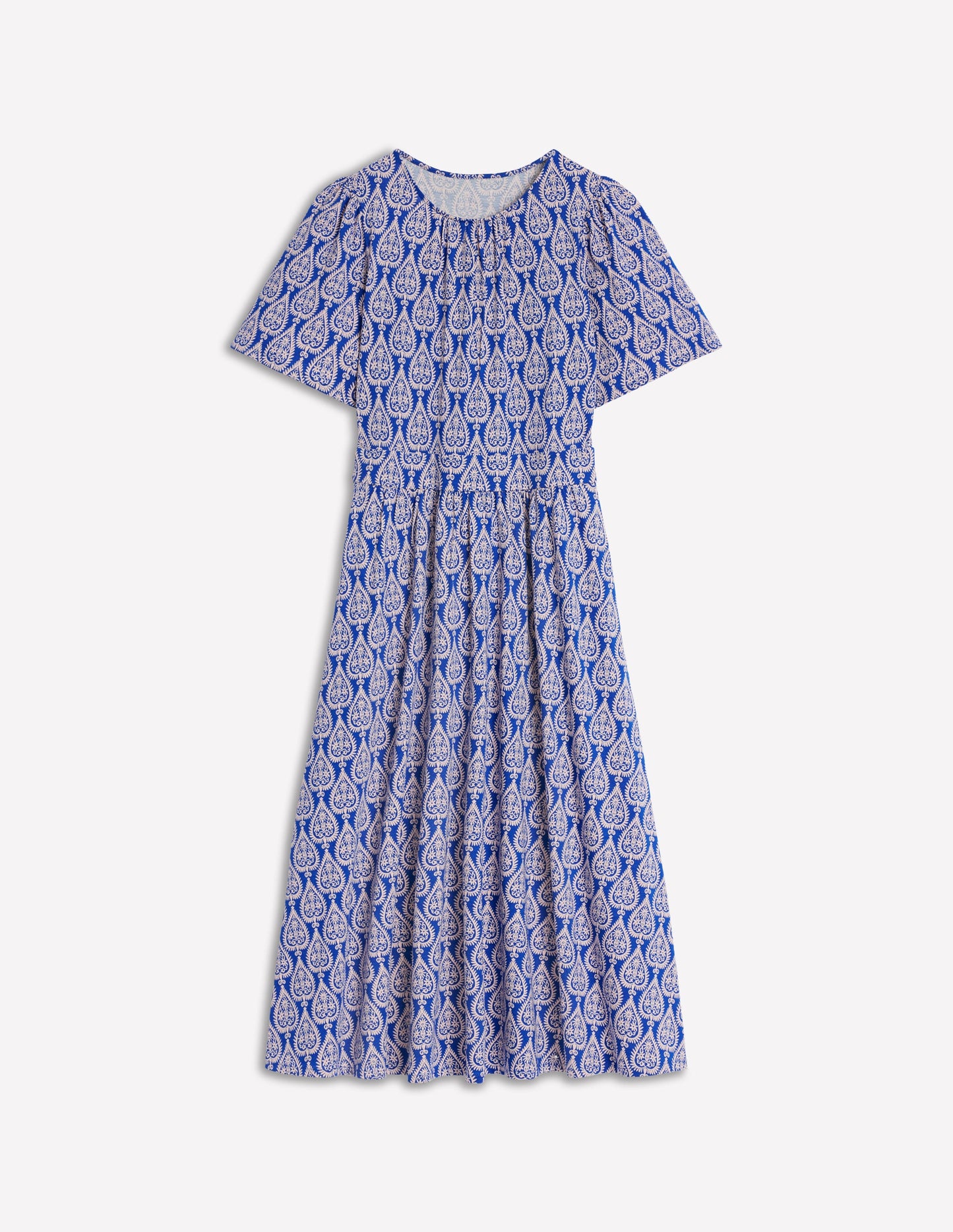 Louisa Jersey-Midikleid-Leuchtendes Blau, Geometrische Ornamente