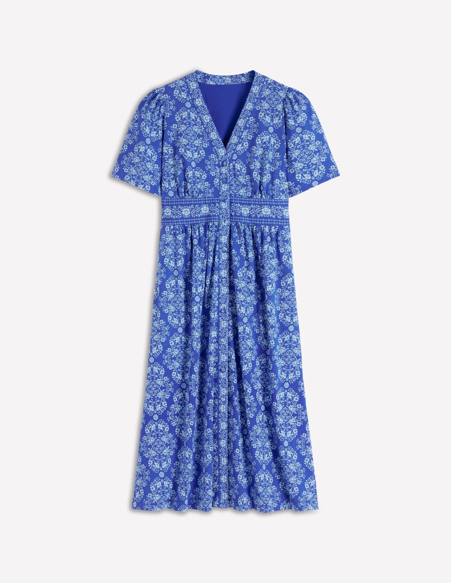 Natalia Jersey Tea Dress-Bright Blue, Ornamental