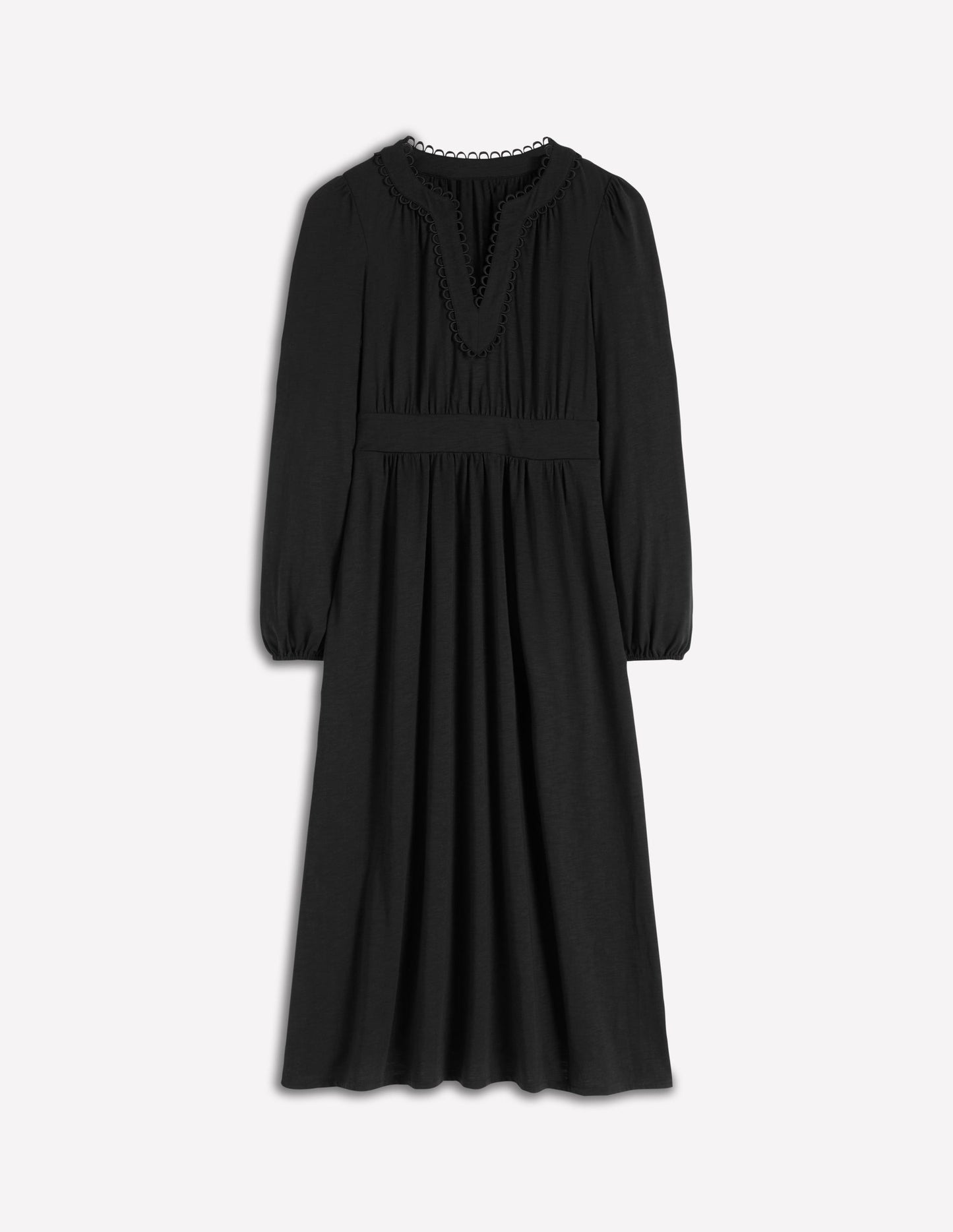 Robe midi Maddie à détails en picot-Noir