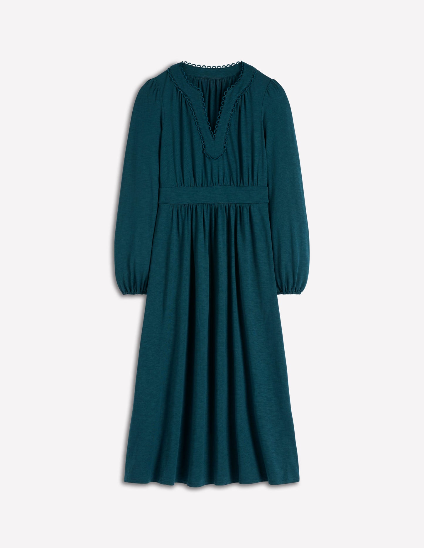 Maddie Midikleid mit Picot-Besatz-Mitternachtsblaugrün