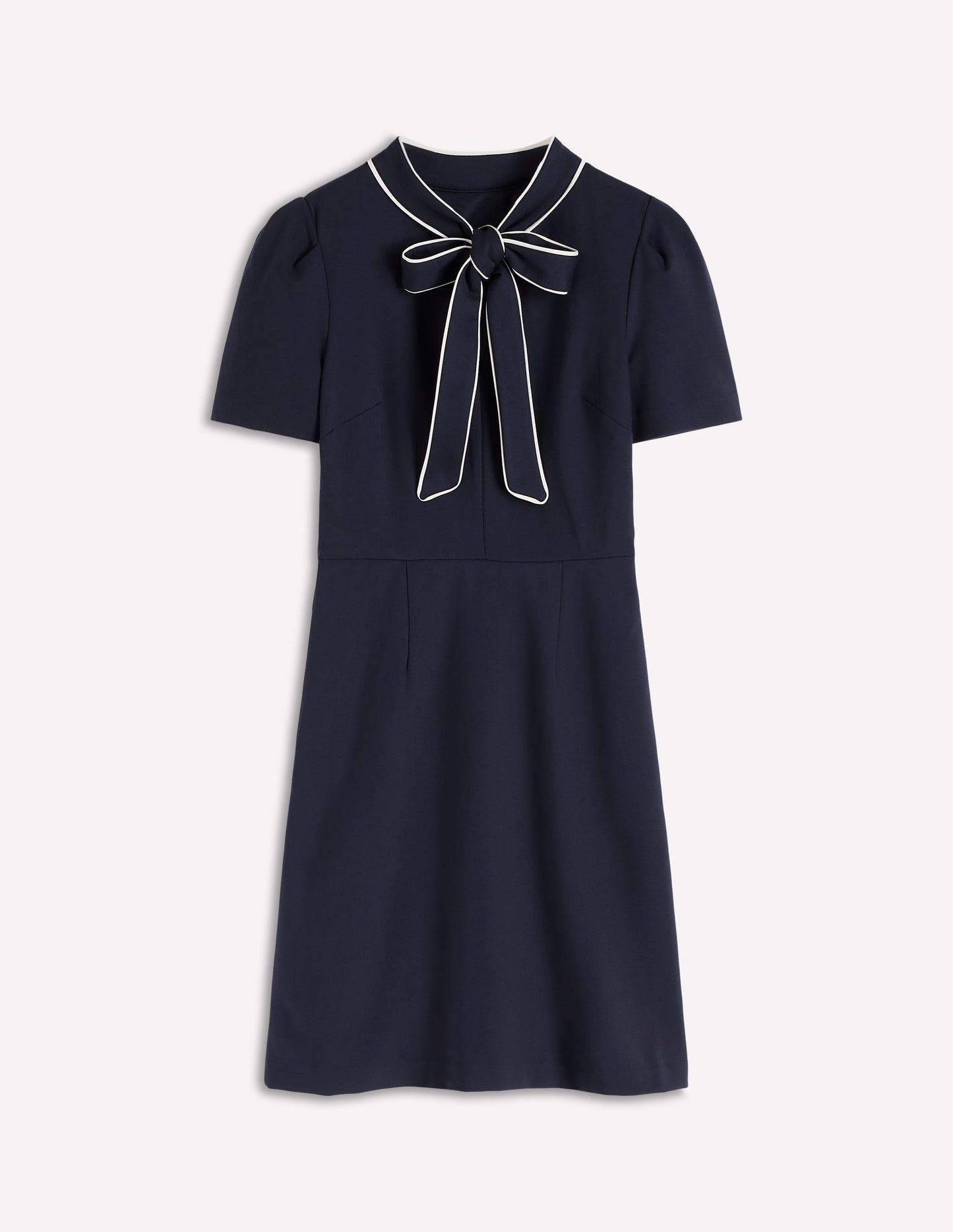 Robe courte à nœud lavallière-Bleu marine