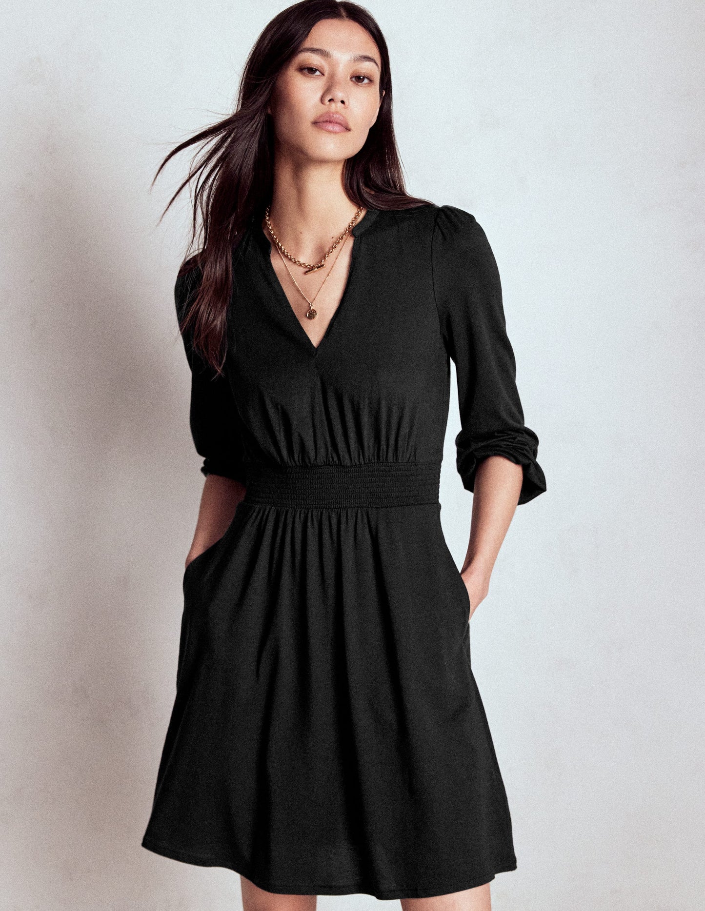 Sarah Kurzes Jerseykleid-Schwarz