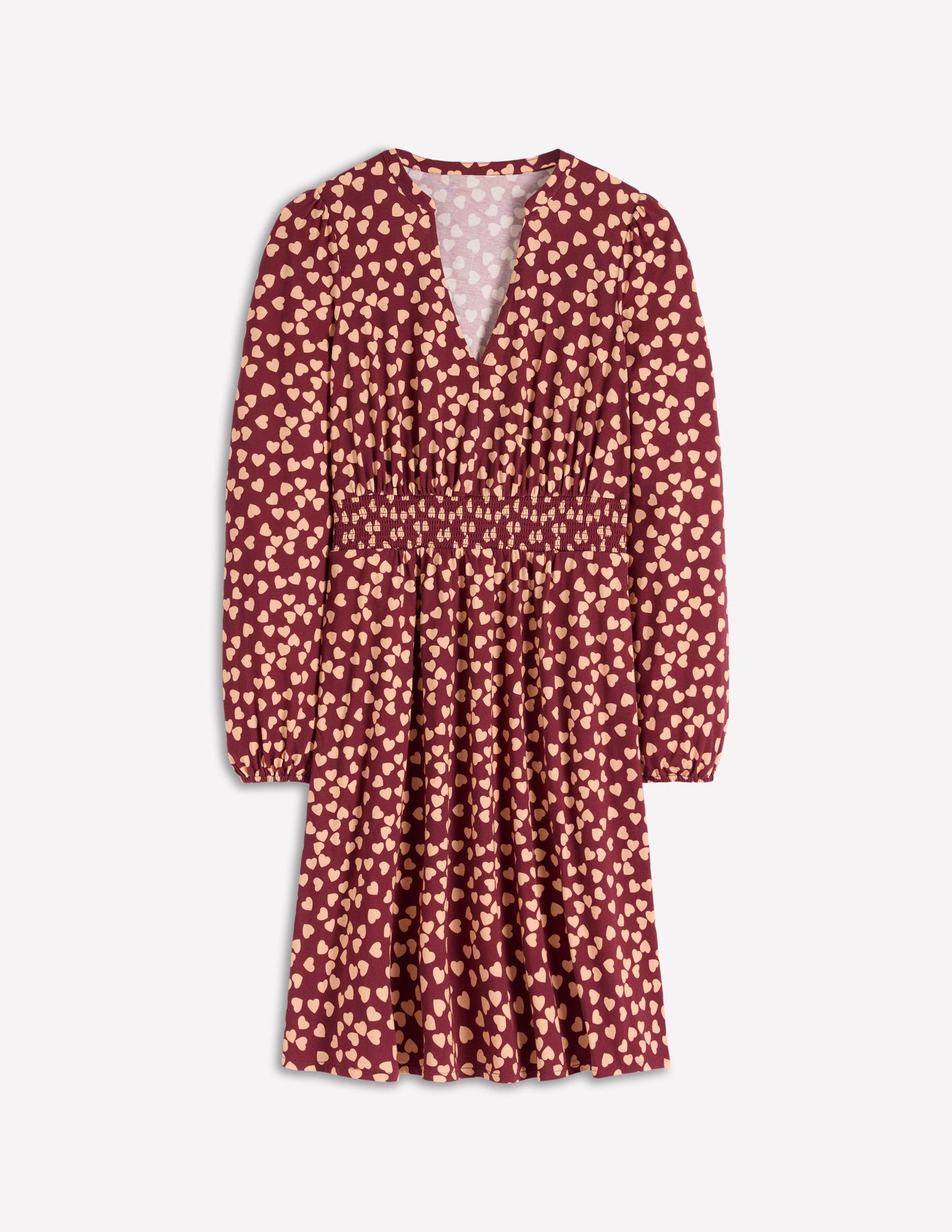 Sarah Kurzes Jerseykleid-Kastanienbraun, Herzkaskade