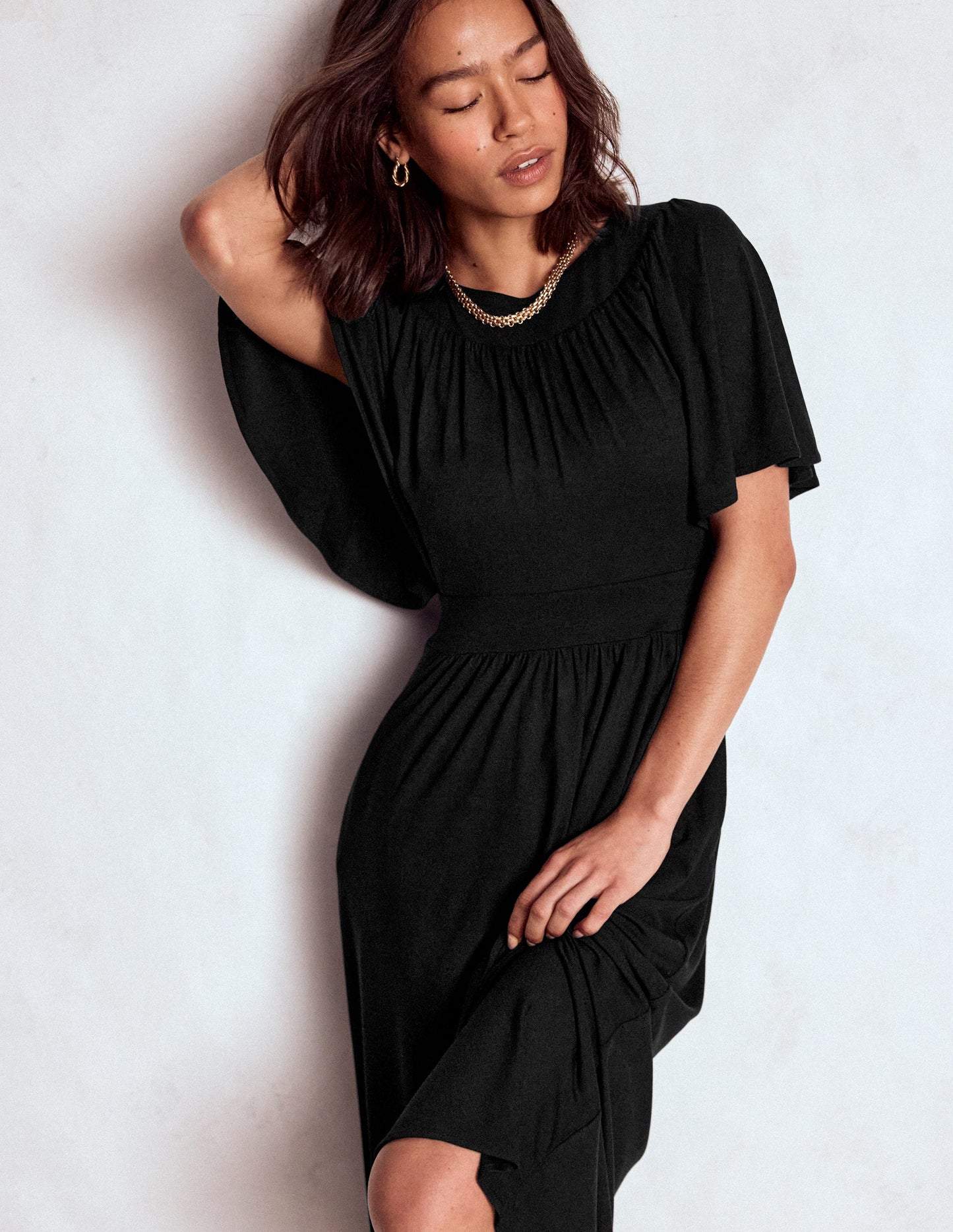 Maxikleid mit Passe-Schwarz