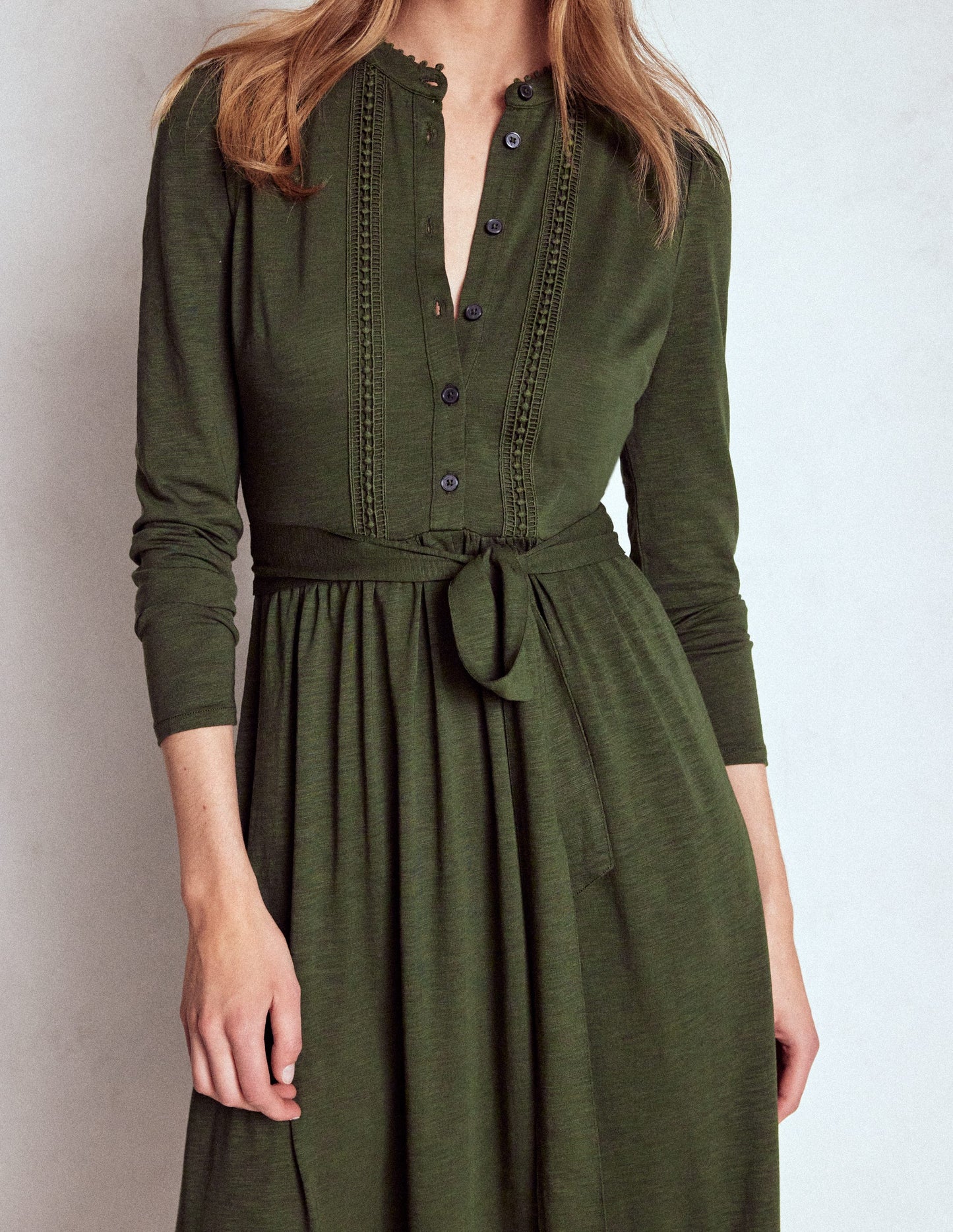 Edwina Jersey-Hemdblusenkleid-Grünkohlblatt