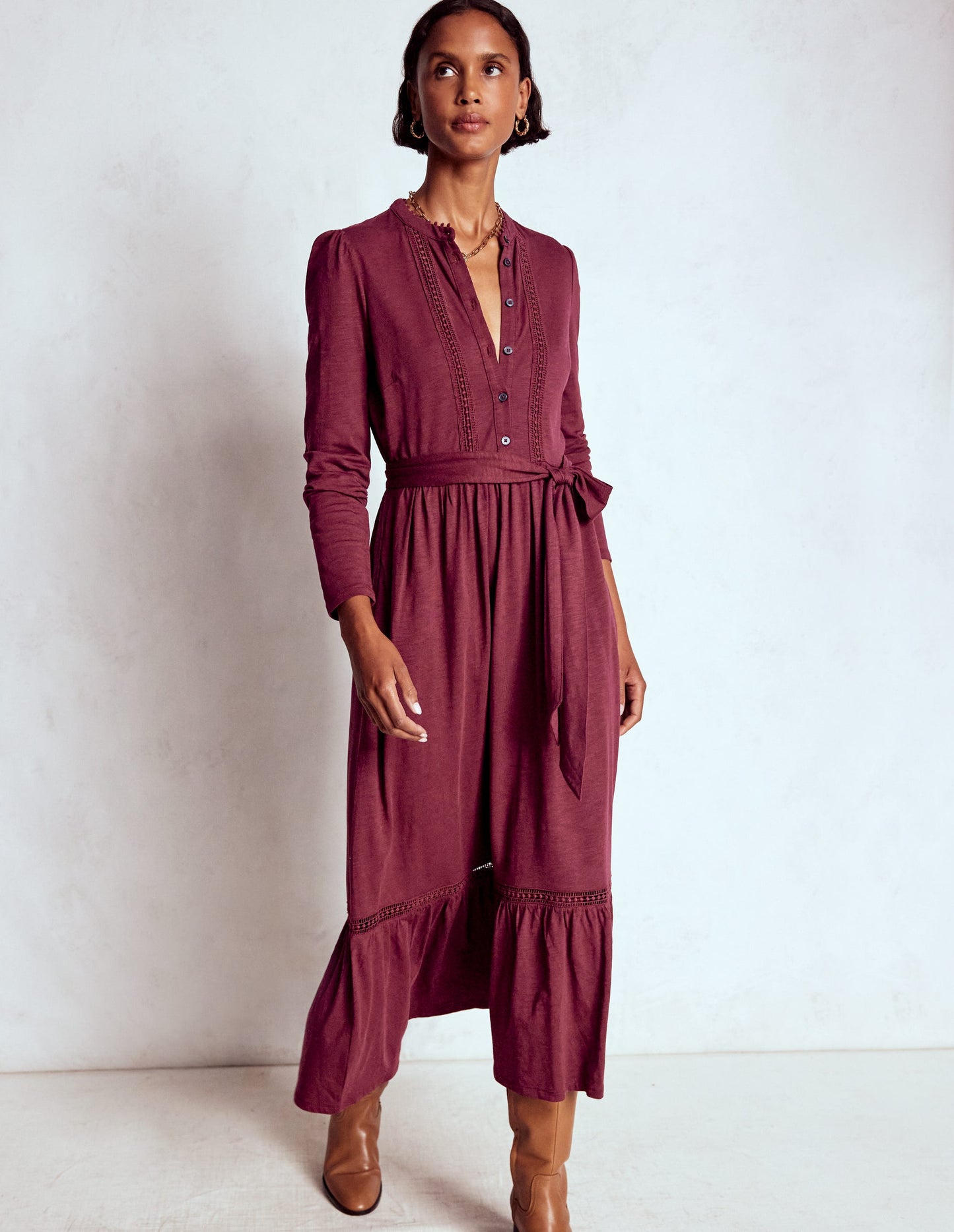 Edwina Jersey-Hemdblusenkleid-Dunkelviolett