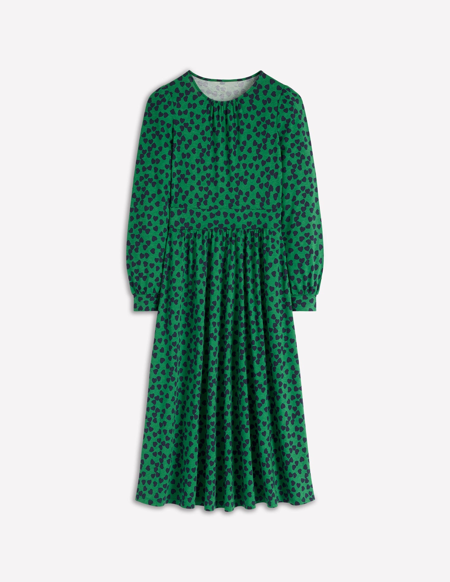 Alexandra Jersey-Midikleid-Französisches Marineblau, Herzkaskade