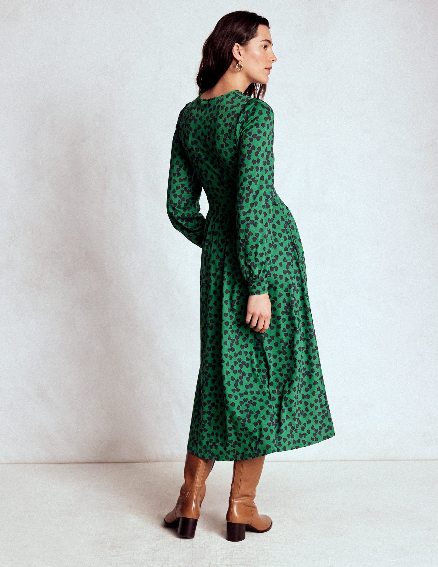 Alexandra Jersey-Midikleid-Französisches Marineblau, Herzkaskade