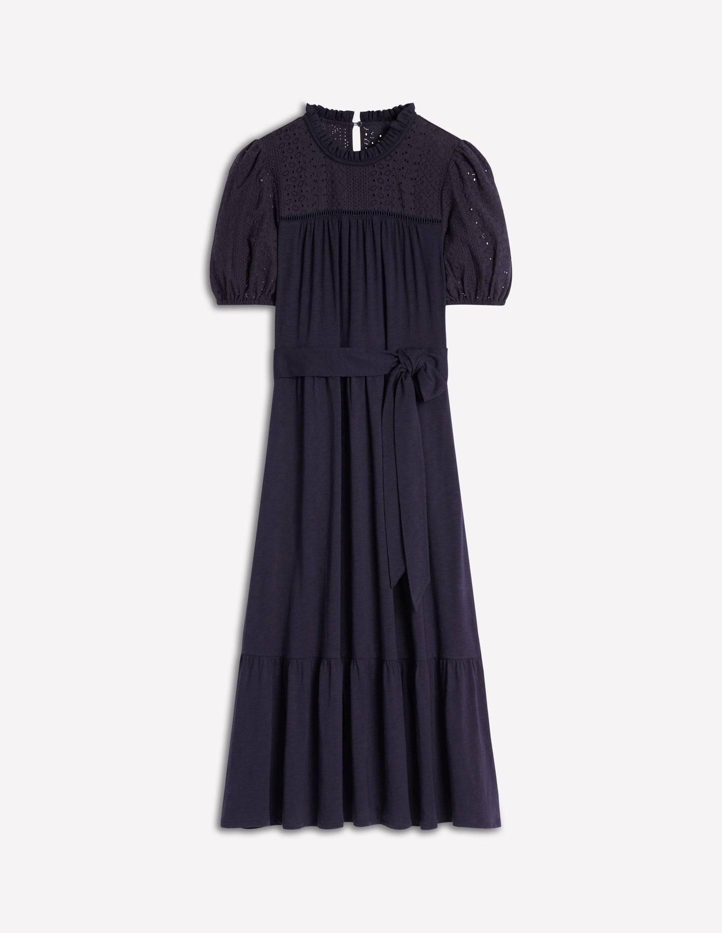 Lorelei Jerseykleid mit Lochstickerei-Marineblau