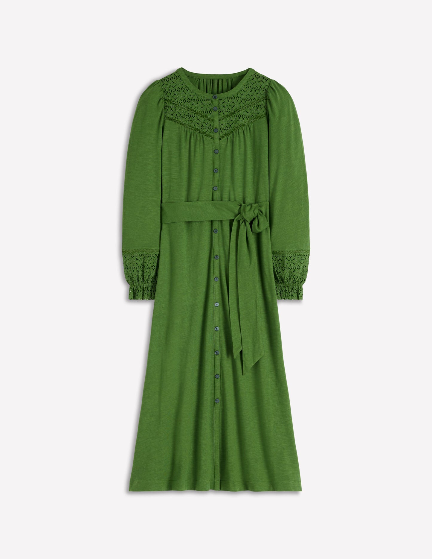 Pippa Jerseykleid mit Lochstickerei-Promenadengrün