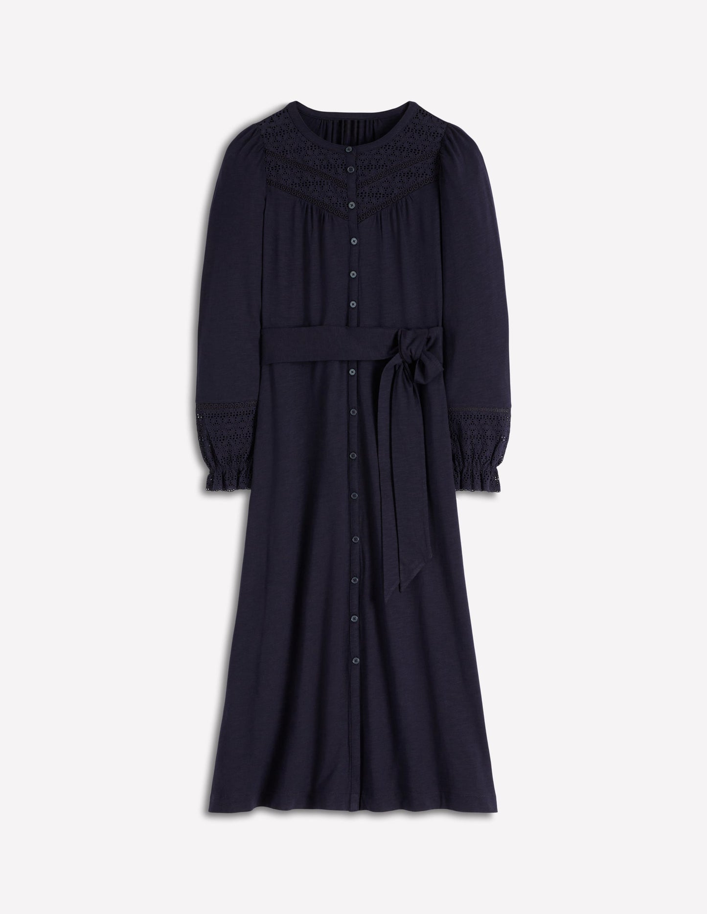 Robe Pippa à broderie anglaise en jersey-Bleu marine