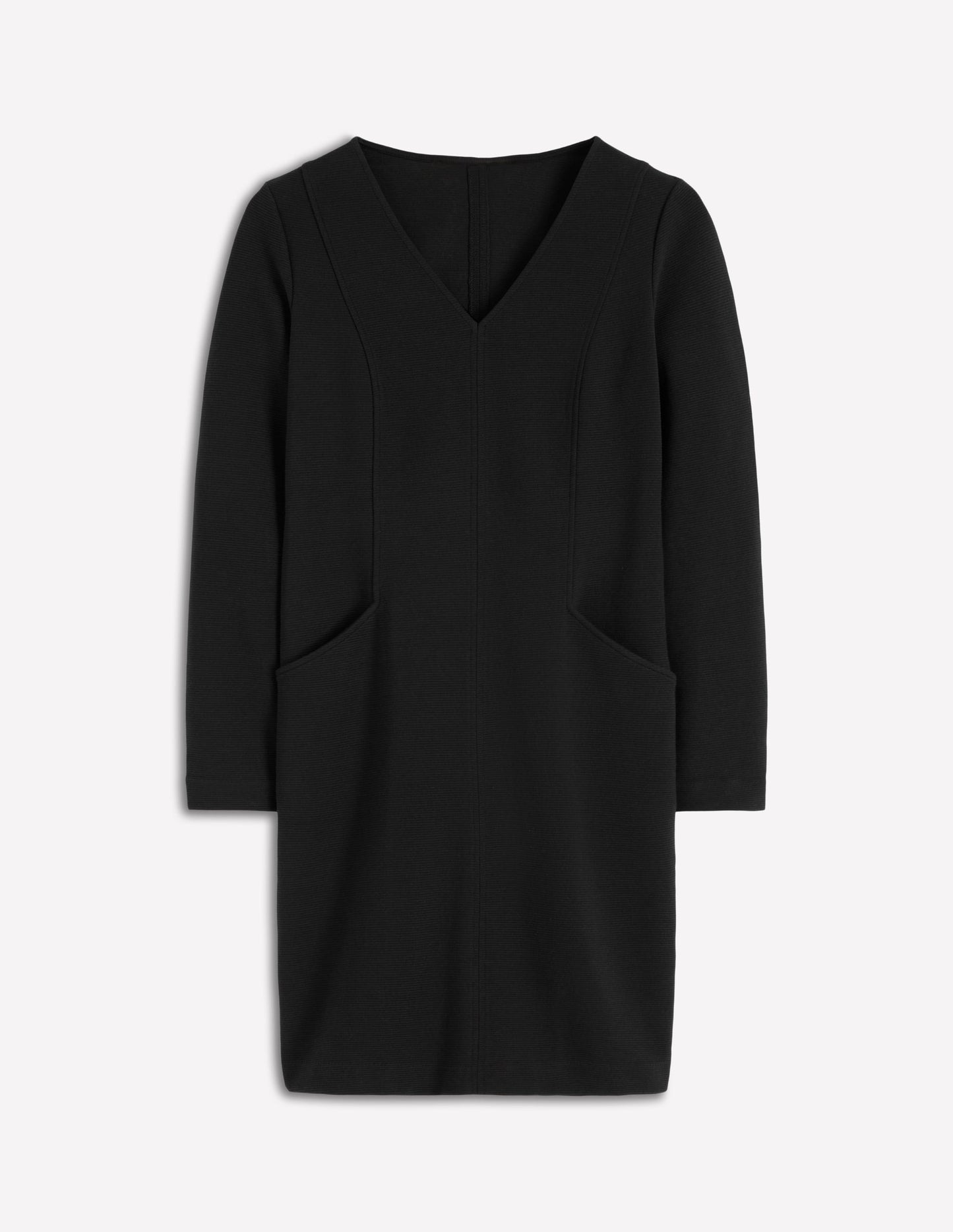 Ellen Ottoman-Kleid mit V-Ausschnitt-Schwarz