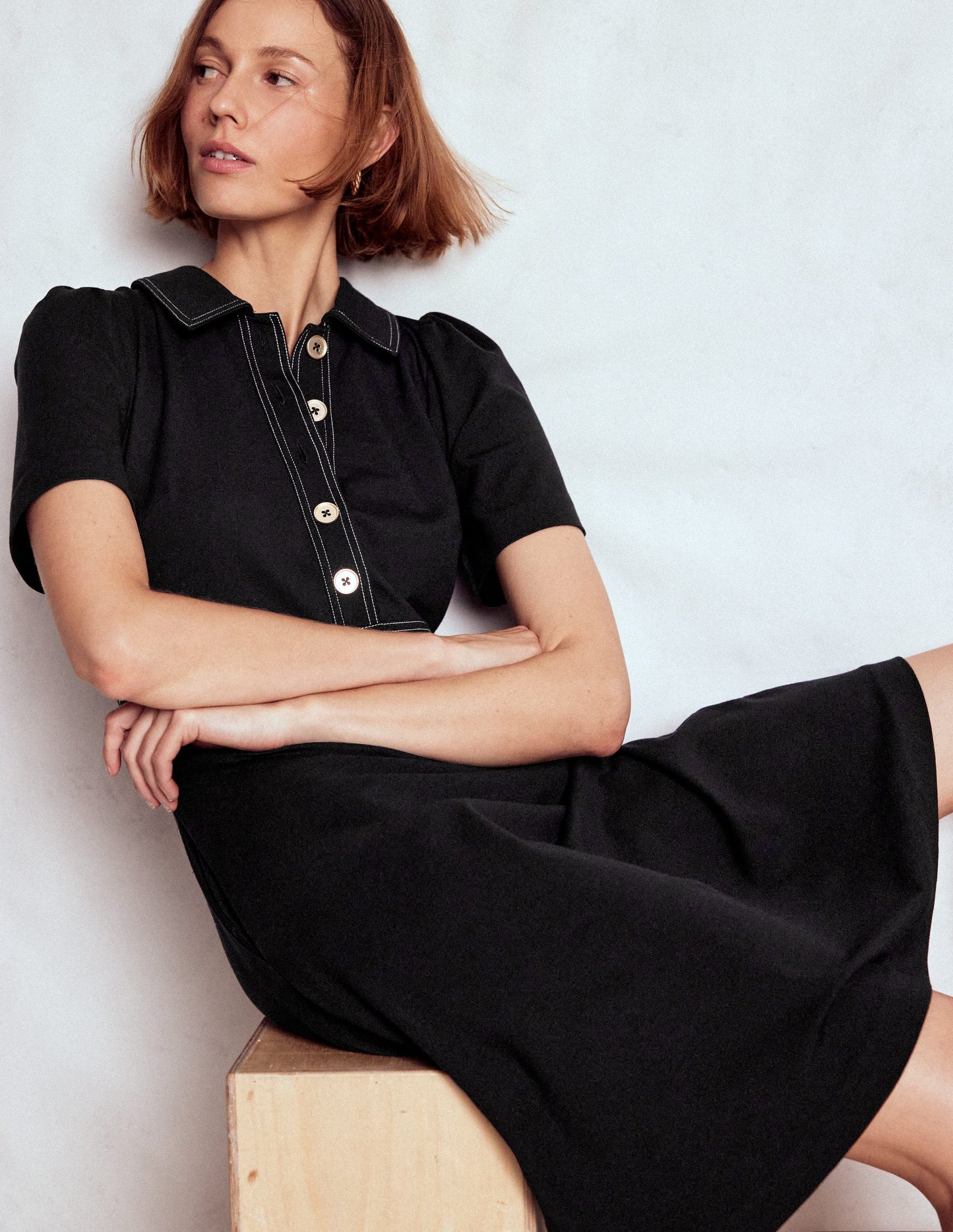 Nicolette Ponte-Hemdblusenkleid-Schwarz