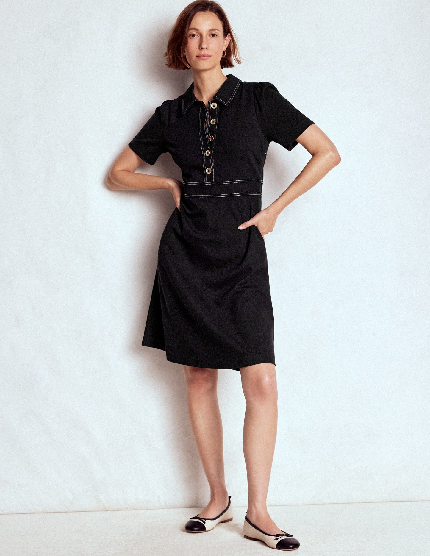 Nicolette Ponte-Hemdblusenkleid-Schwarz