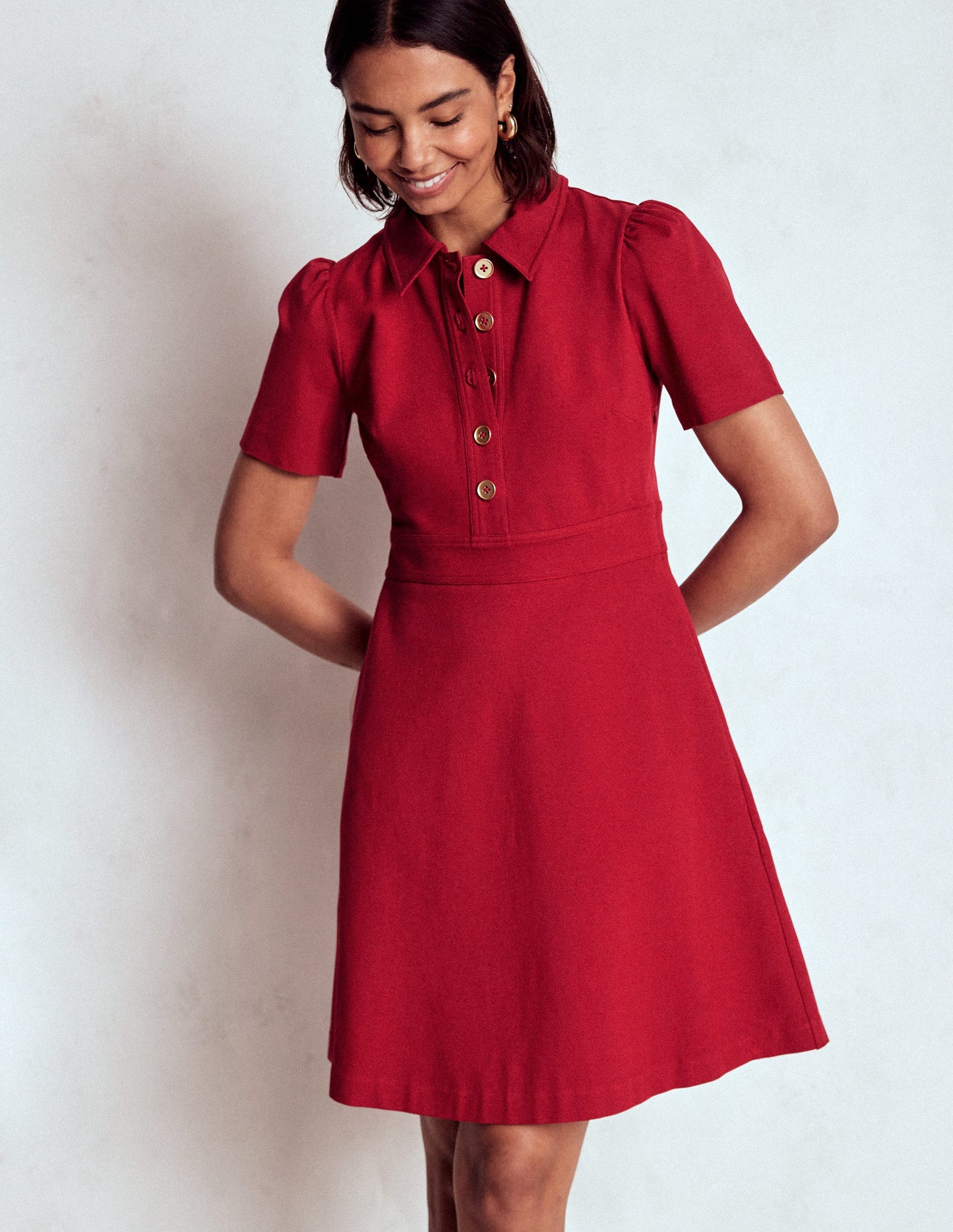 Nicolette Ponte-Hemdblusenkleid-Purpurrot