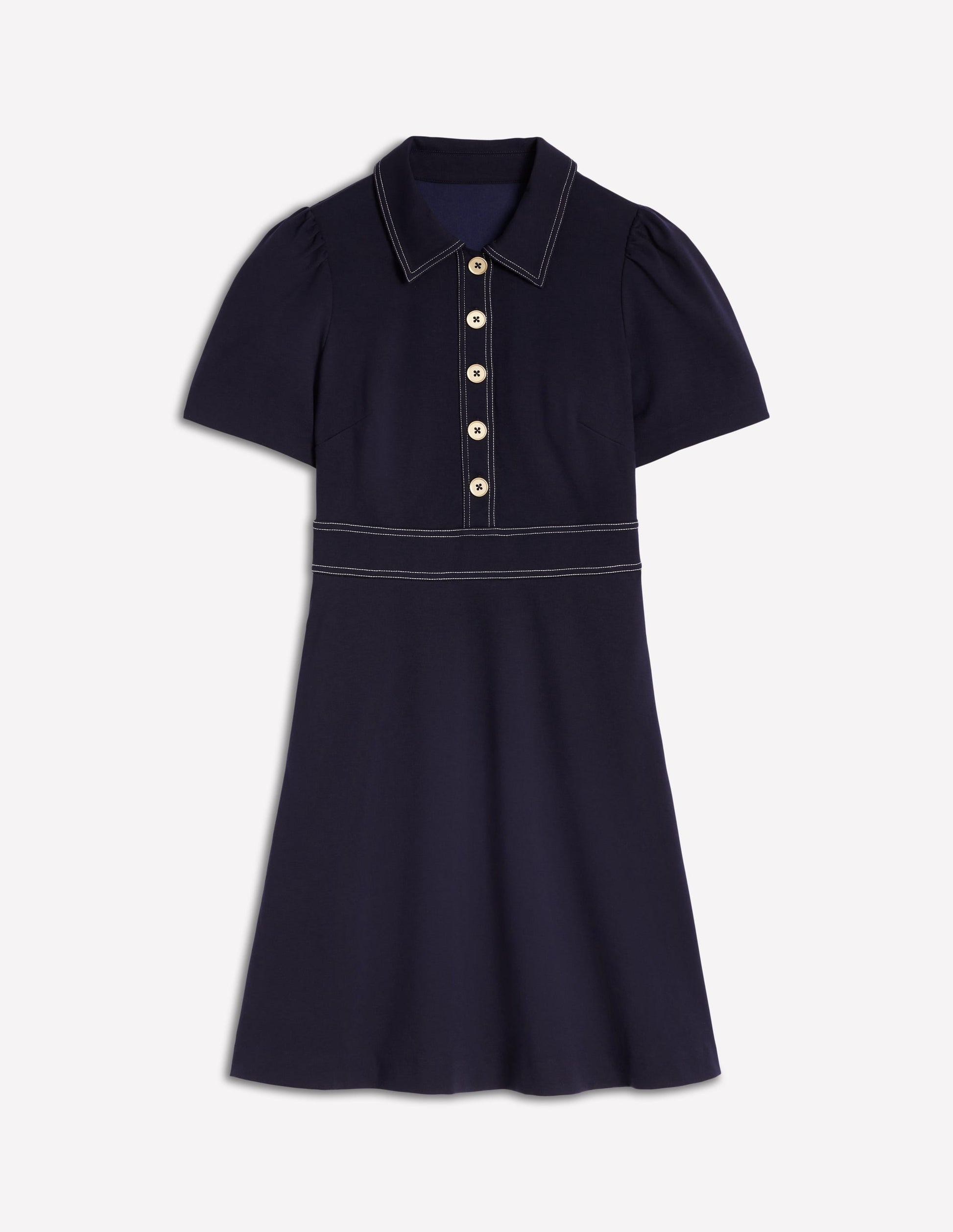 Nicolette Ponte Shirt Dress-Navy-5