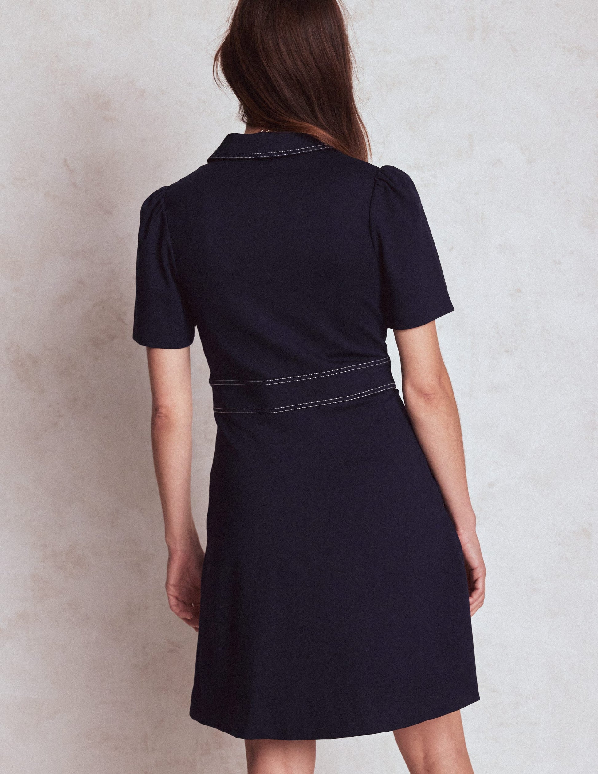 Nicolette Ponte Shirt Dress-Navy-3