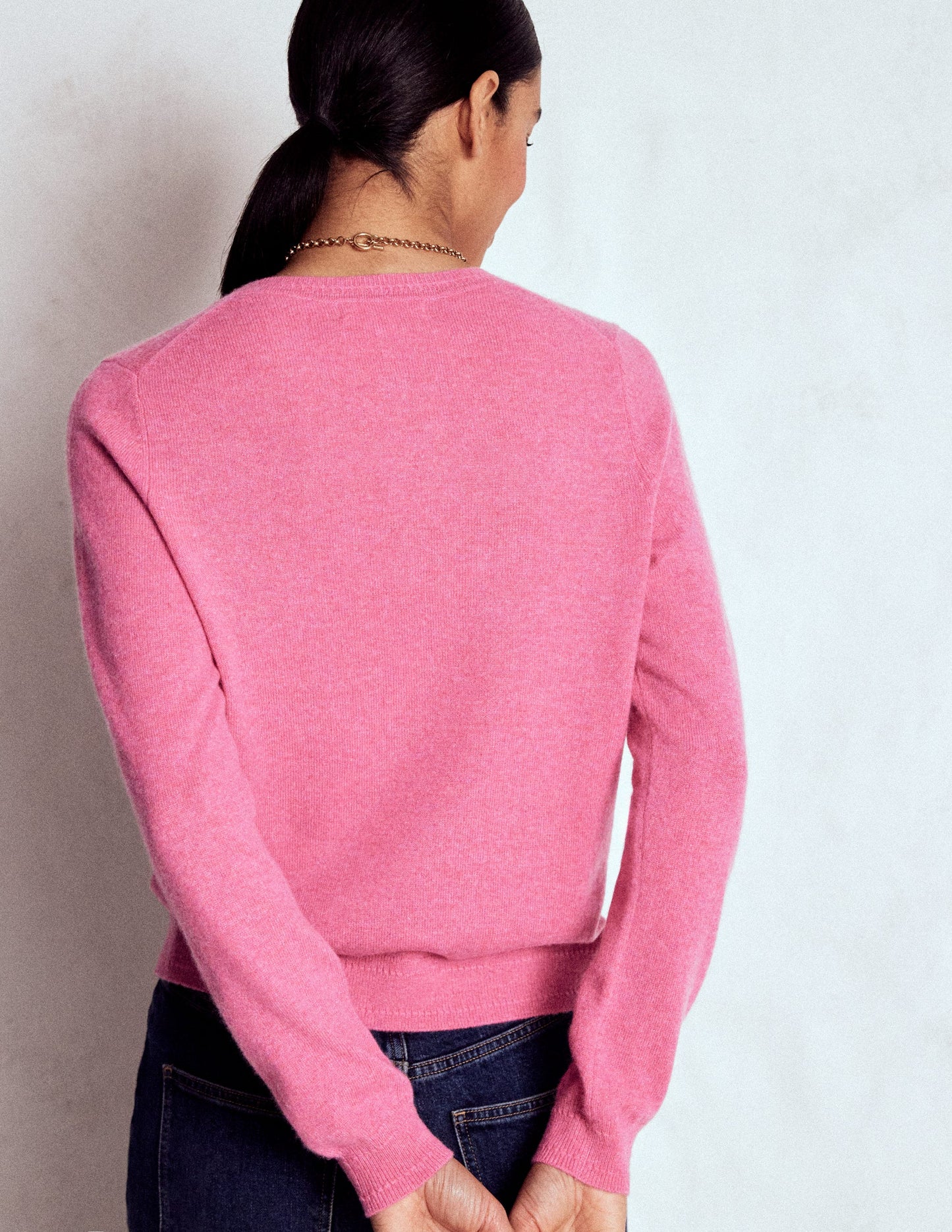 Eva Kaschmirpullover mit Rundhalsausschnitt-Rosenrosa Melange