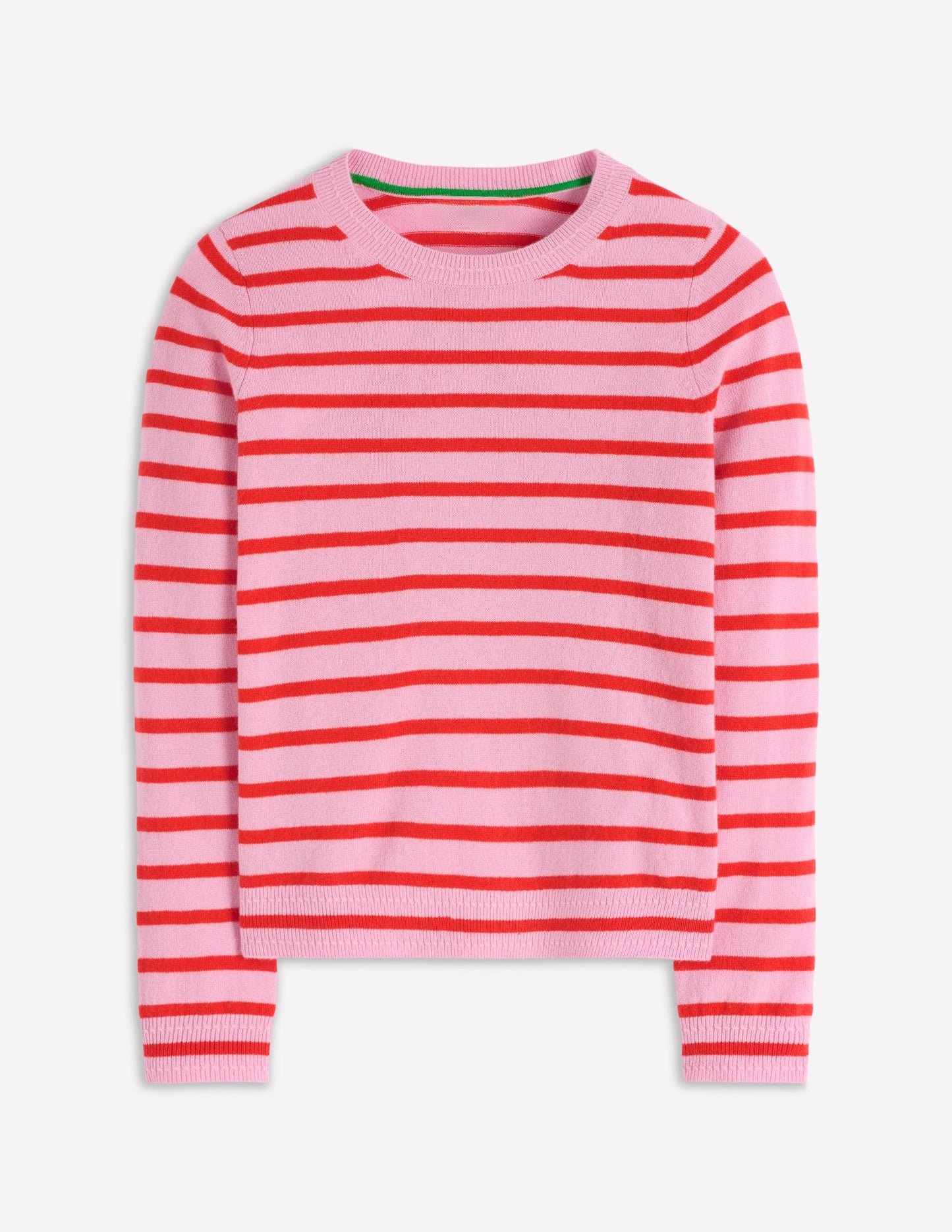 Eva Kaschmirpullover mit Rundhalsausschnitt-Rosa/Orange Streifen