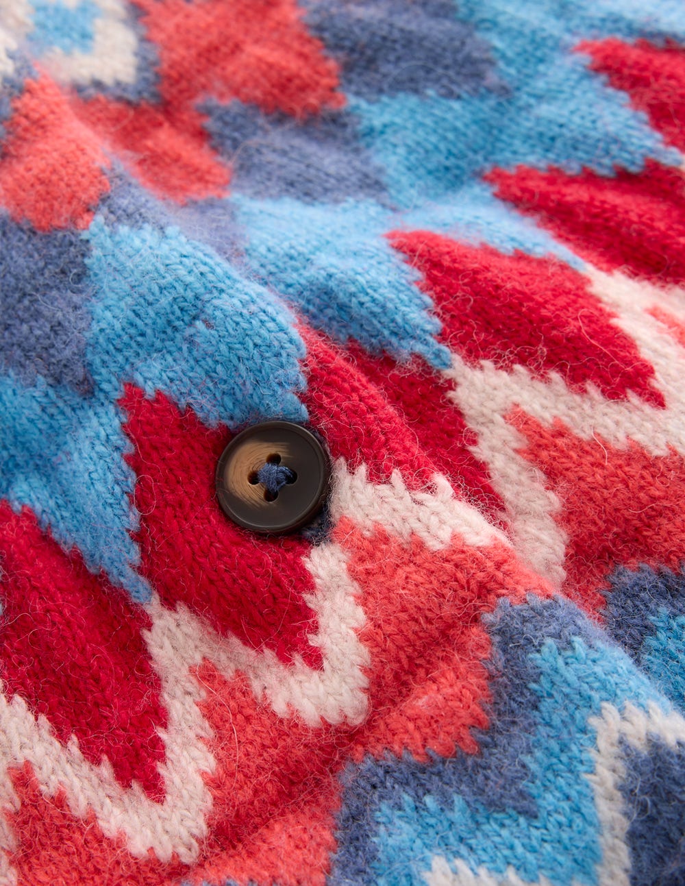 Edie Fair-Isle-Strickjacke-Blau Fair Isle