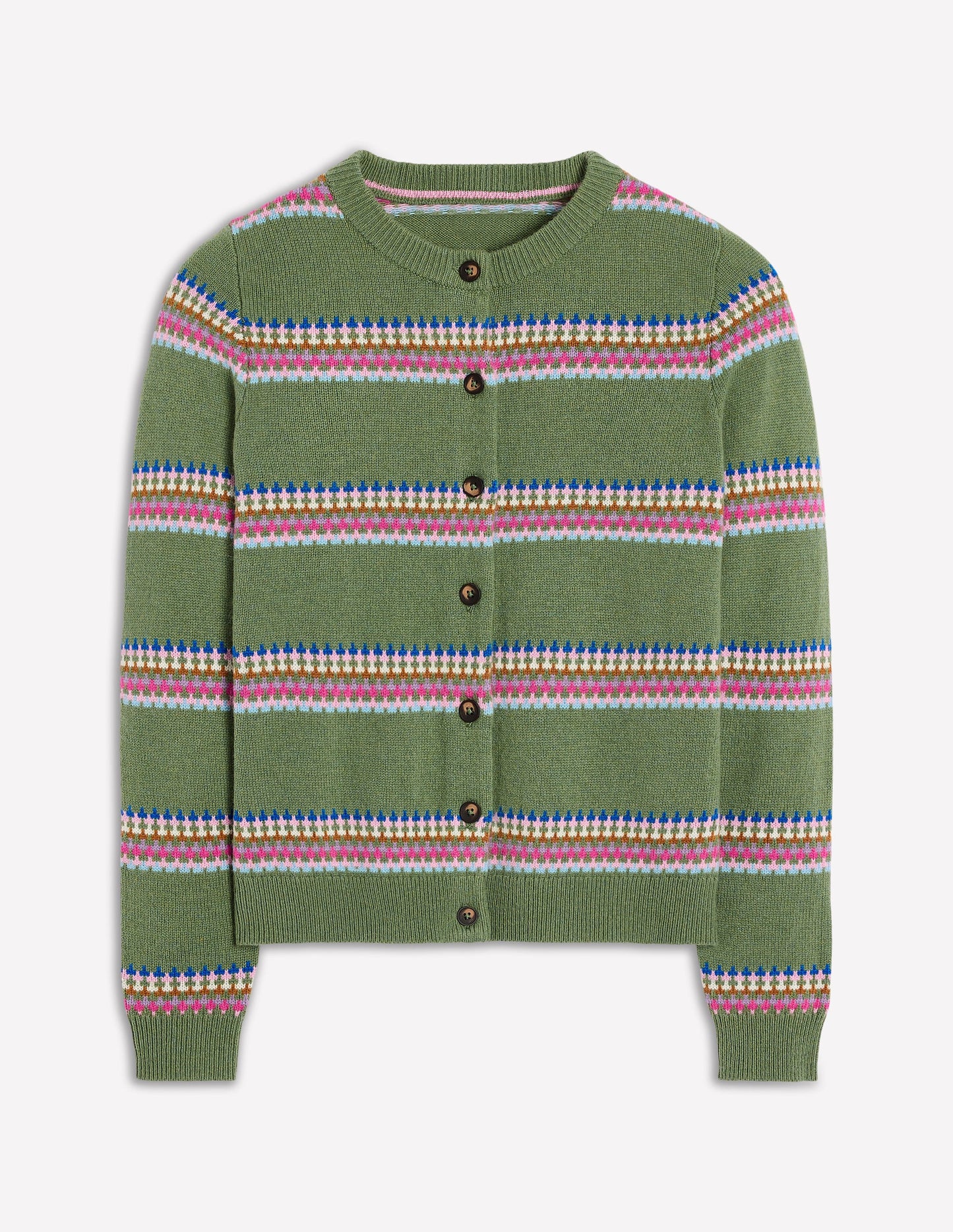 Edie Fair-Isle-Strickjacke-Grün, Diamant