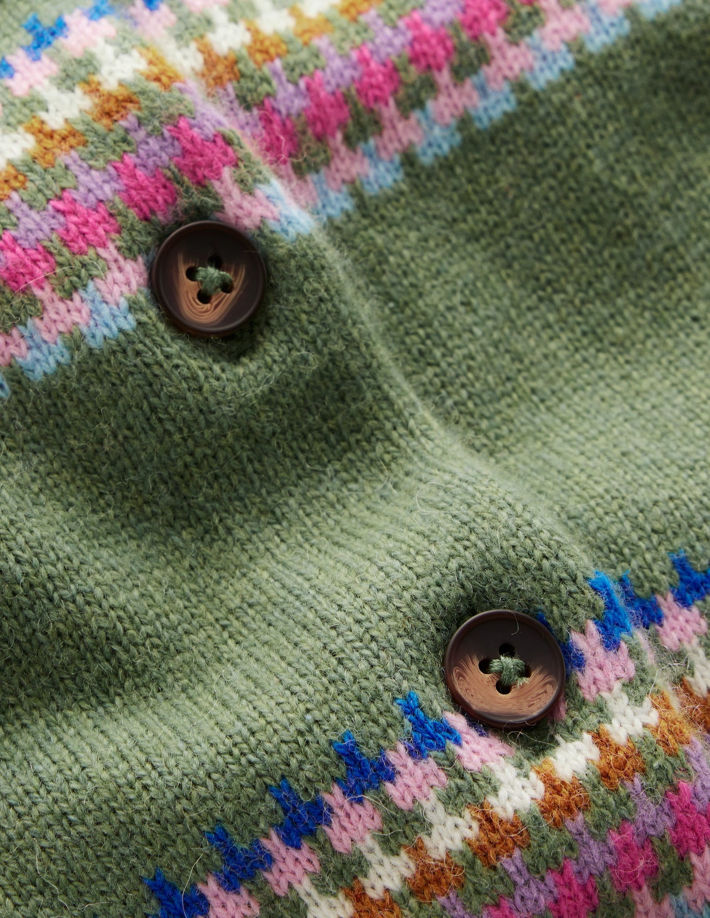 Edie Fair-Isle-Strickjacke-Grün, Diamant