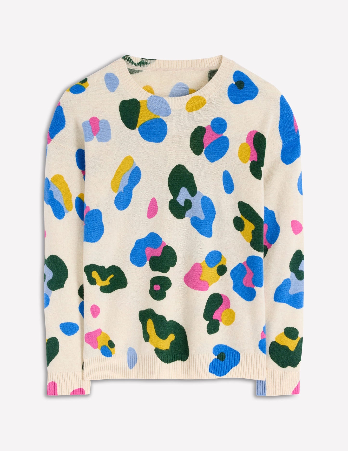Lydia Kaschmirpullover-Warmes Naturweiß, Leopard
