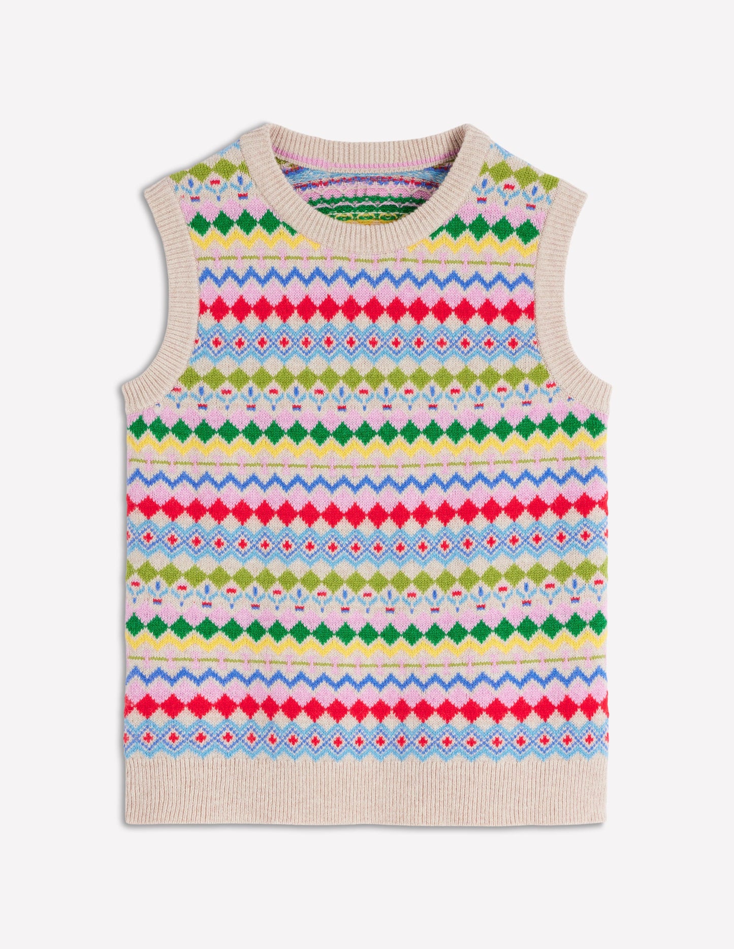 Edie Fair-Isle-Top-Haferbeige Melange, Bunt
