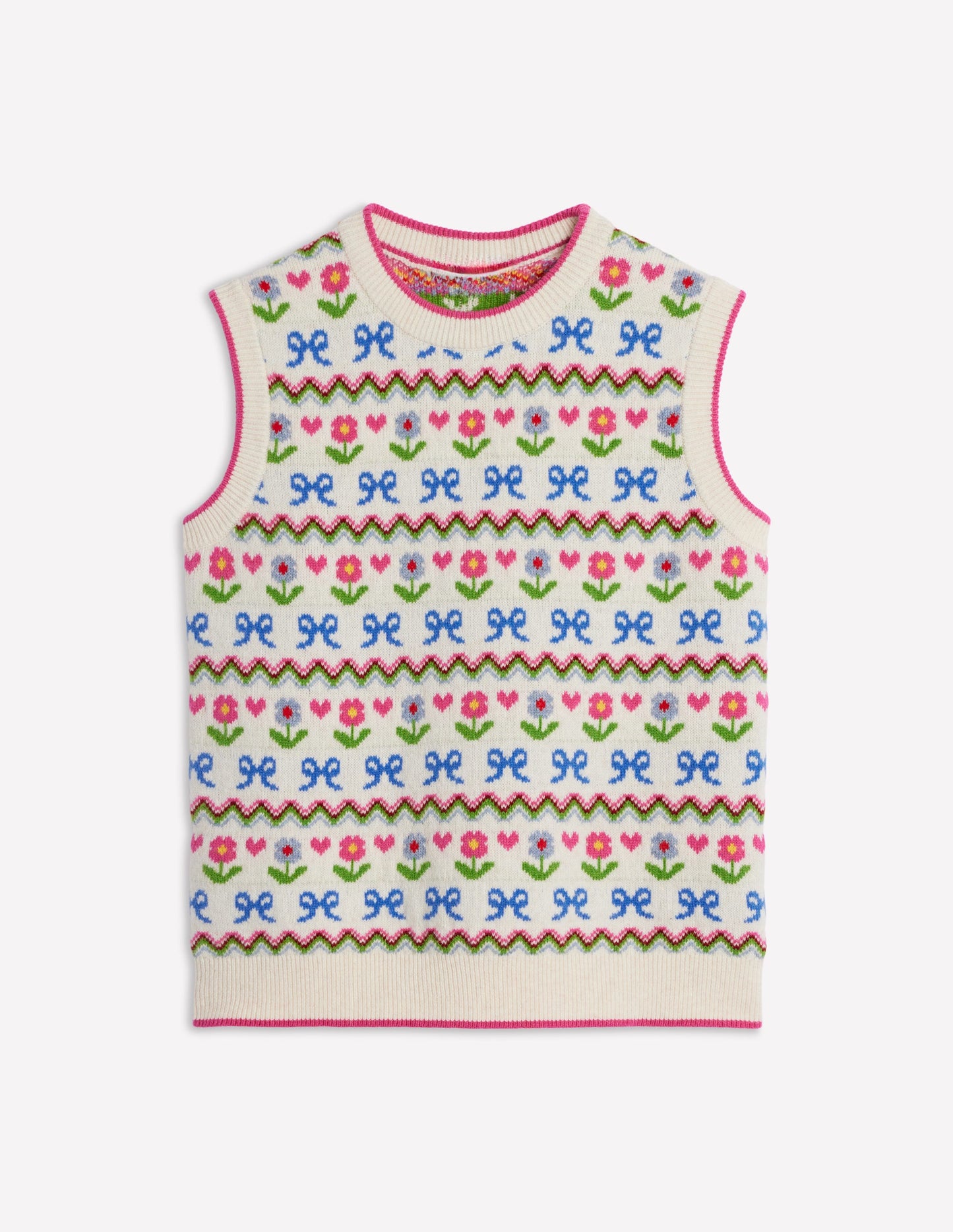 Edie Fair-Isle-Top-Haferbeige Meliert, Blumen