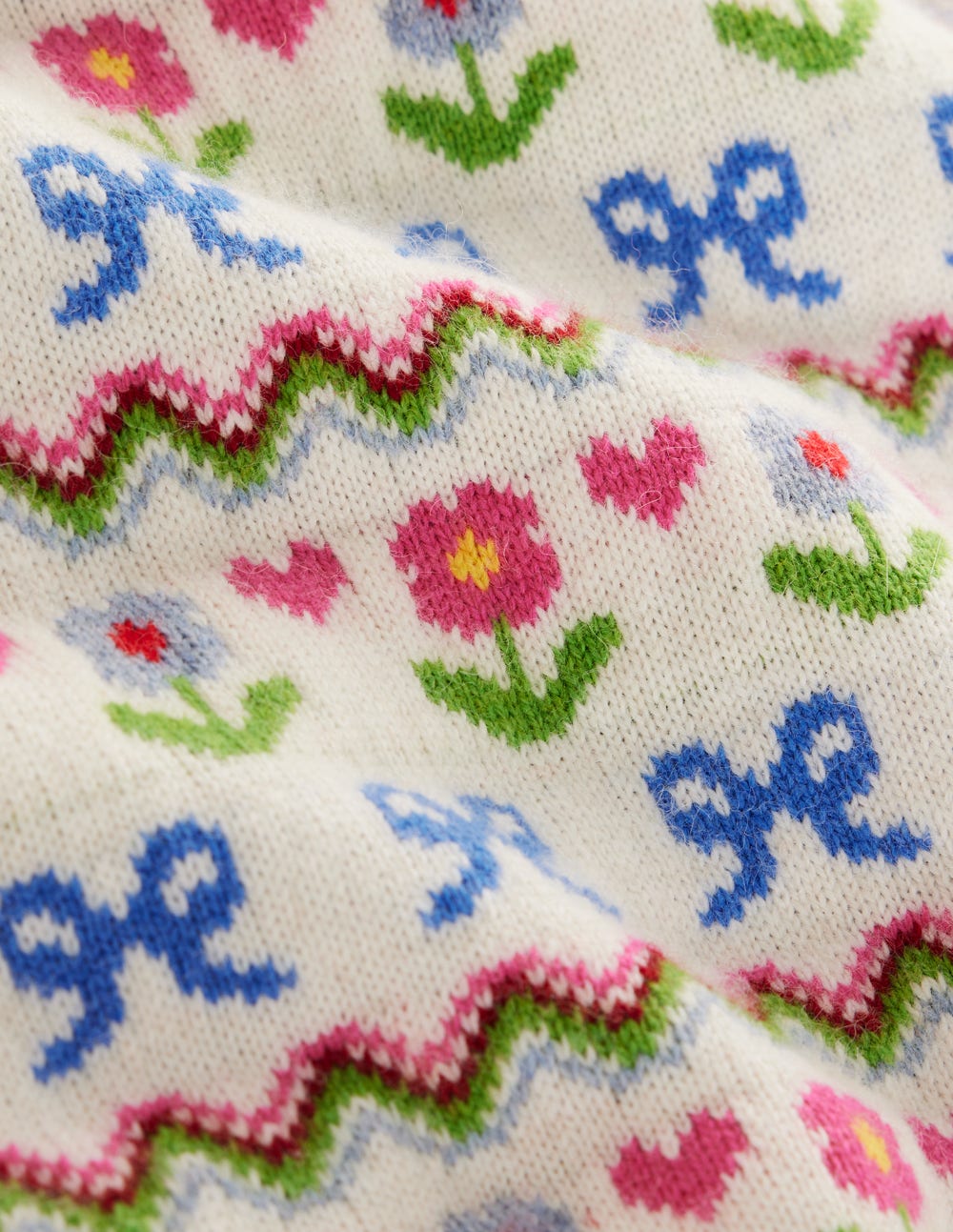 Edie Fair-Isle-Top-Haferbeige Meliert, Blumen
