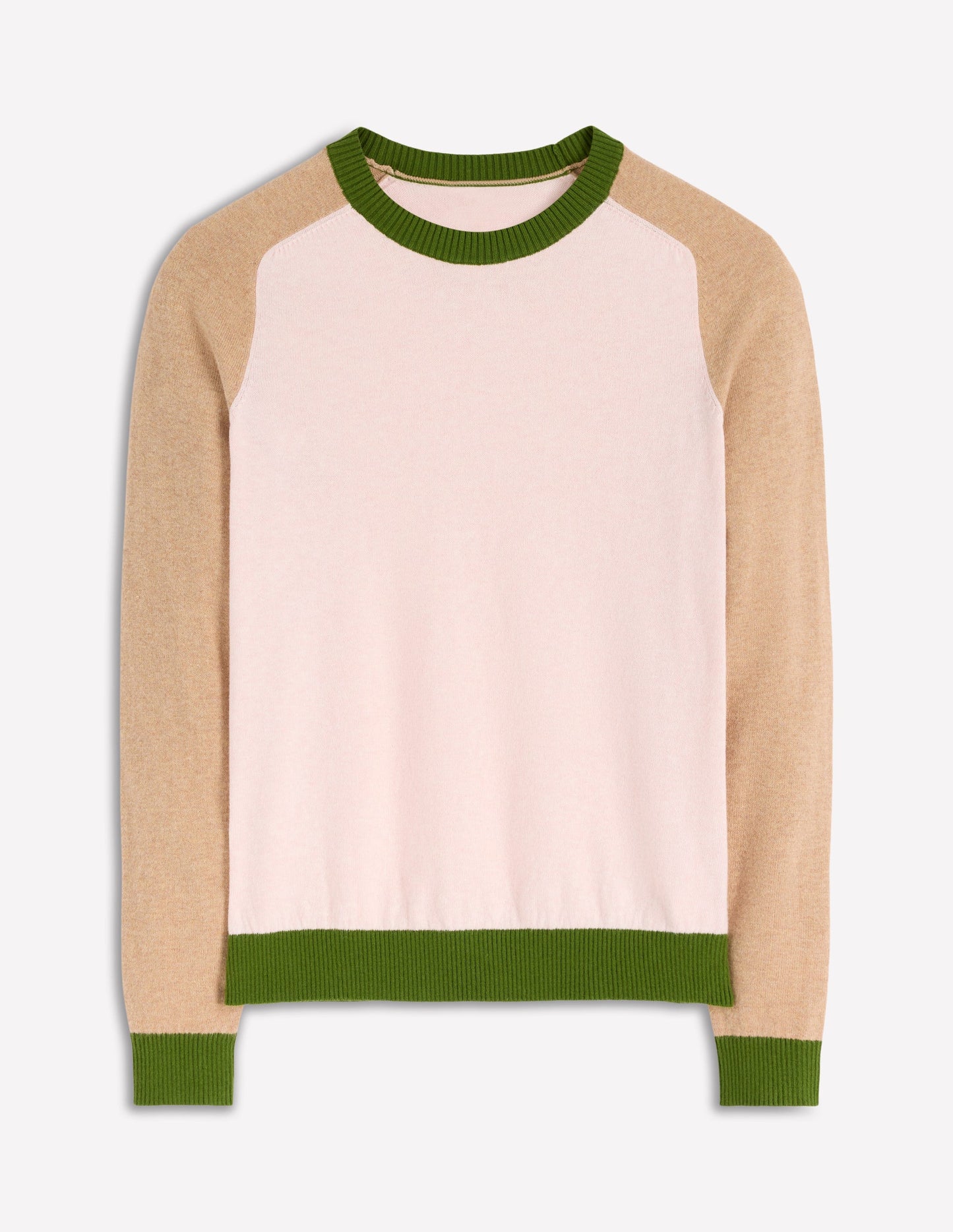 Meg Pullover mit Sattelärmeln-Rosa, Grün Blockfarben