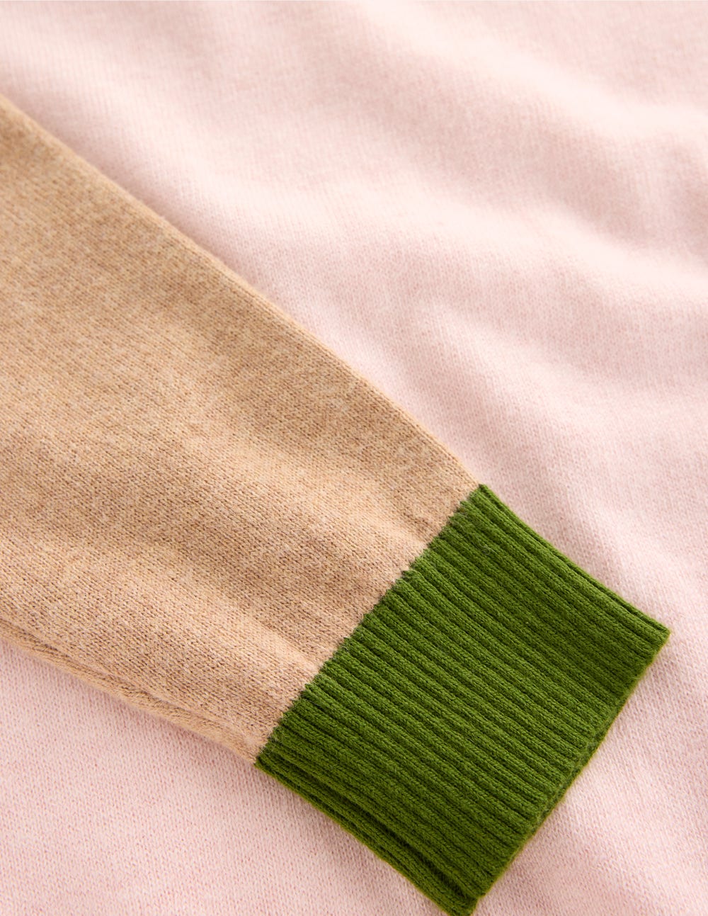 Meg Pullover mit Sattelärmeln-Rosa, Grün Blockfarben
