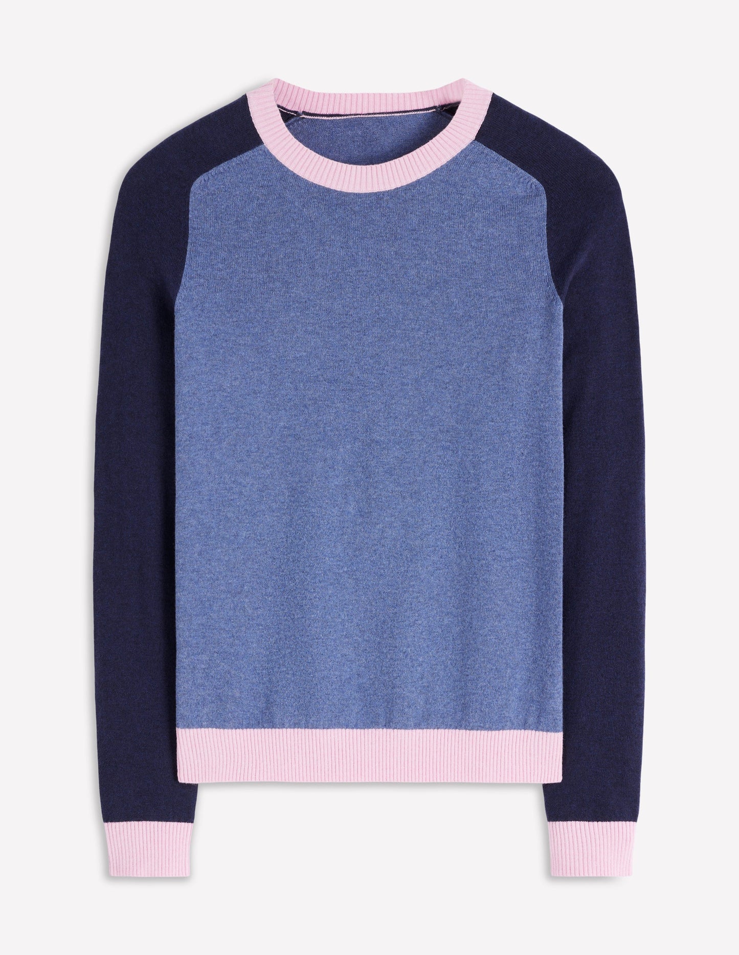 Meg Pullover mit Sattelärmeln-Blau, Rosa Blockfarben