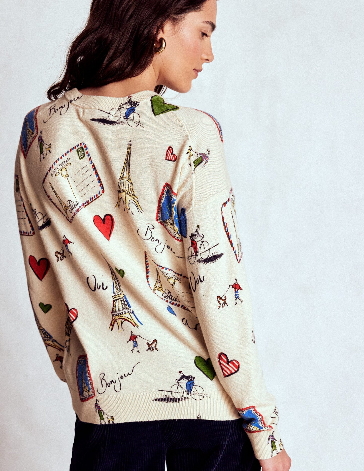 Natasha Novelty Jumper-Ivory, Postcard from Paris