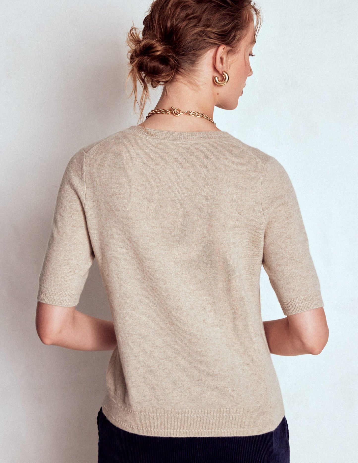 Eva Kaschmir-T-Shirt-Graubraun Meliert
