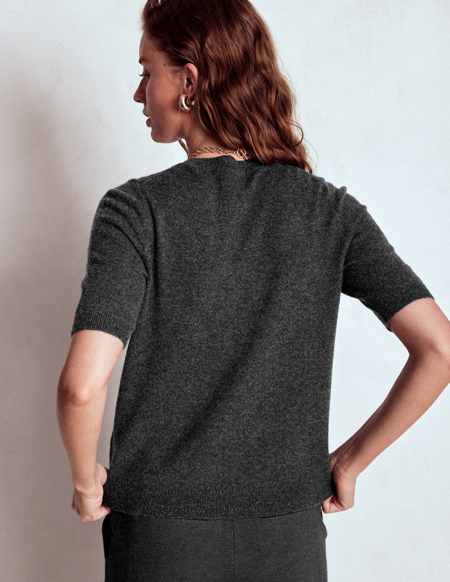 Eva Kaschmir-T-Shirt-Anthrazit Melange
