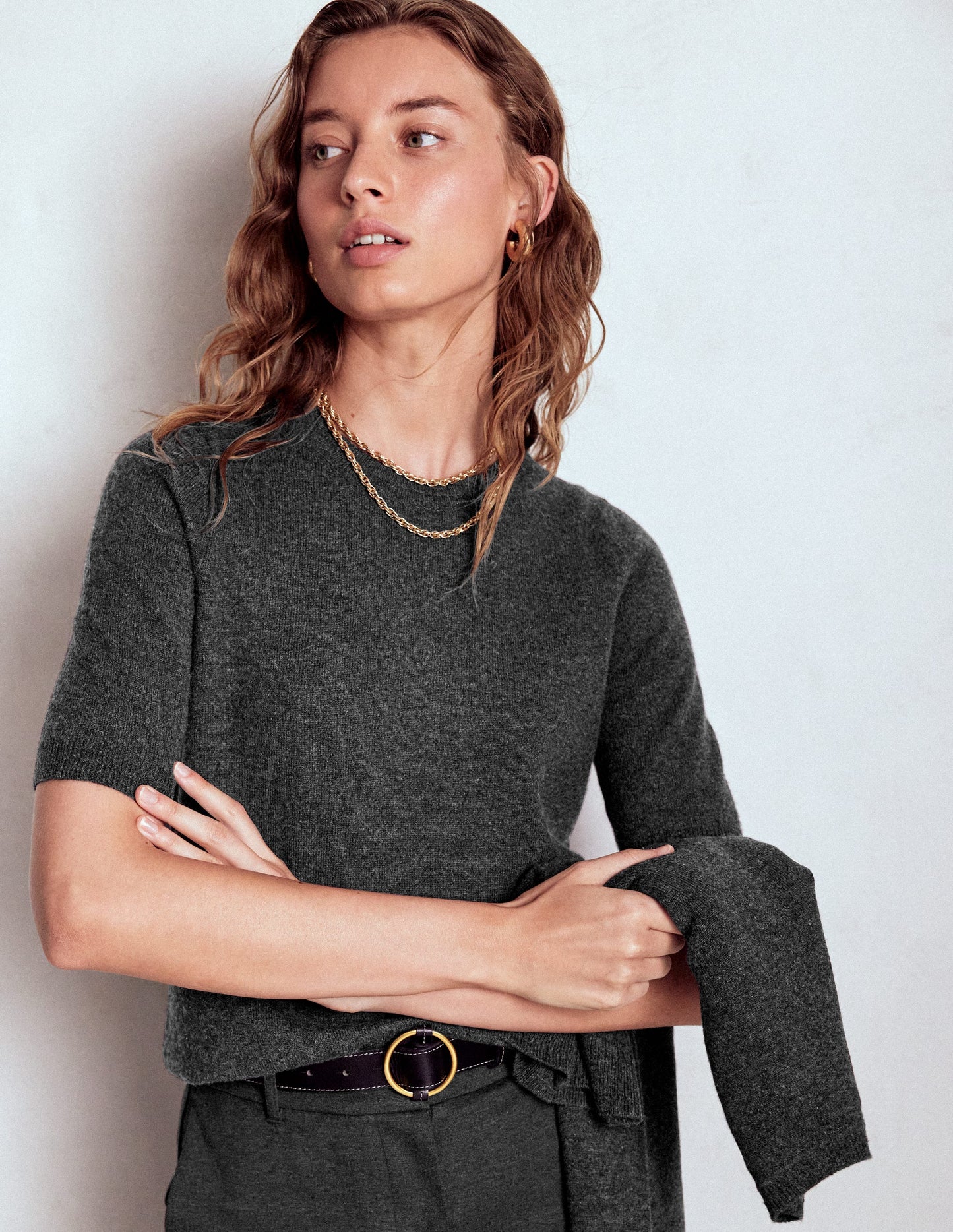 Eva Kaschmir-T-Shirt-Anthrazit Melange