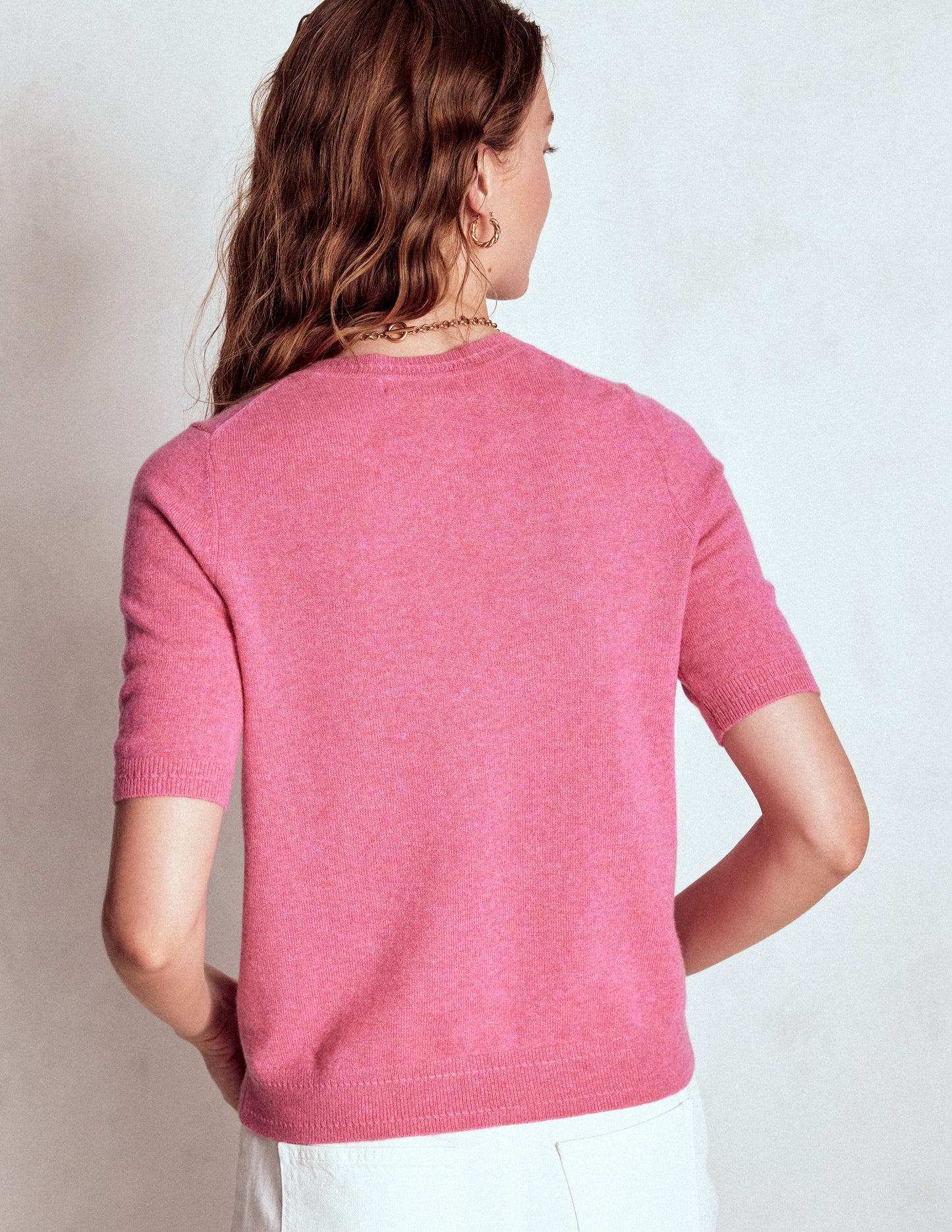 Eva Kaschmir-T-Shirt-Rosenrosa Melange