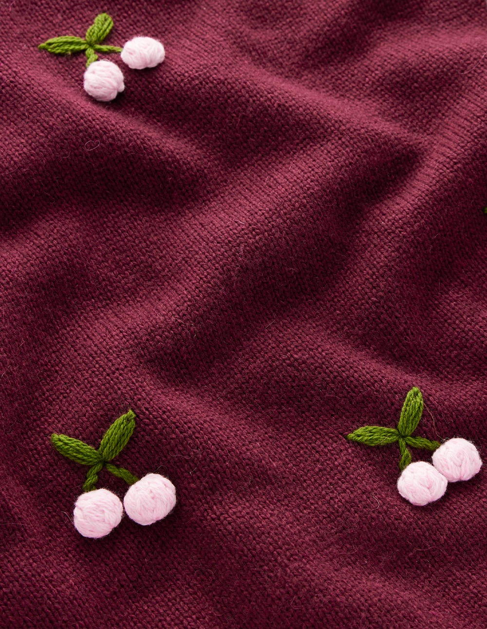 Pull Natalie brodé-Châtaigne chiné, cerise