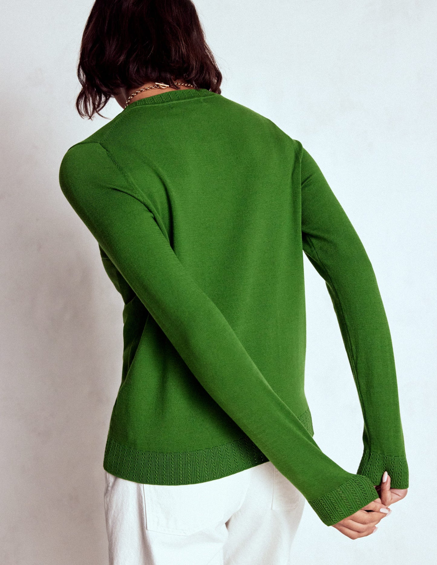 Emilia Baumwollpullover mit Rundhalsausschnitt-Promenadengrün