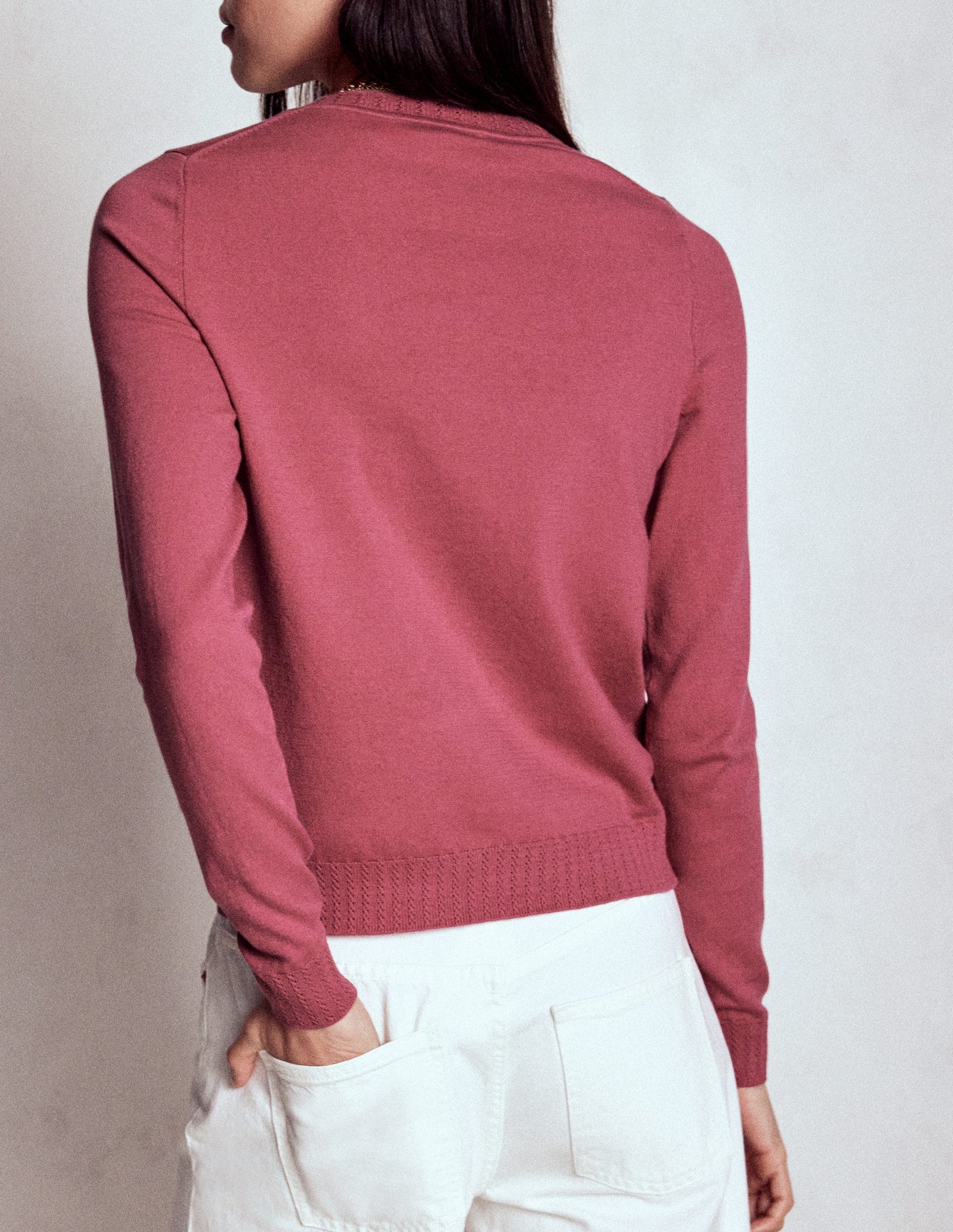 Emilia Baumwollpullover mit Rundhalsausschnitt-Rosa Heide