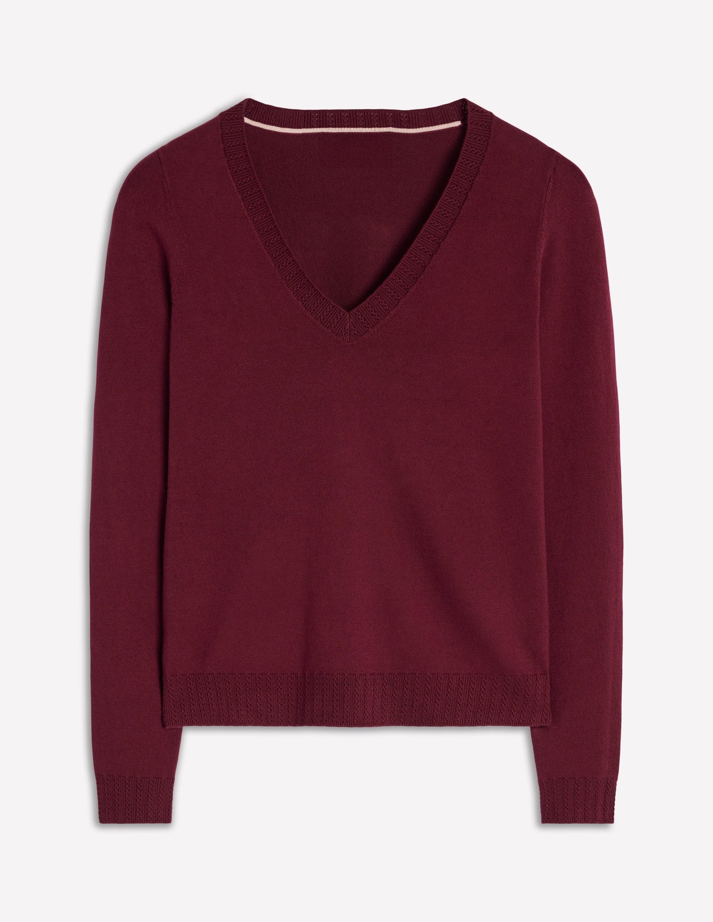 Emilia Baumwollpullover mit V-Ausschnitt-Dunkelviolett