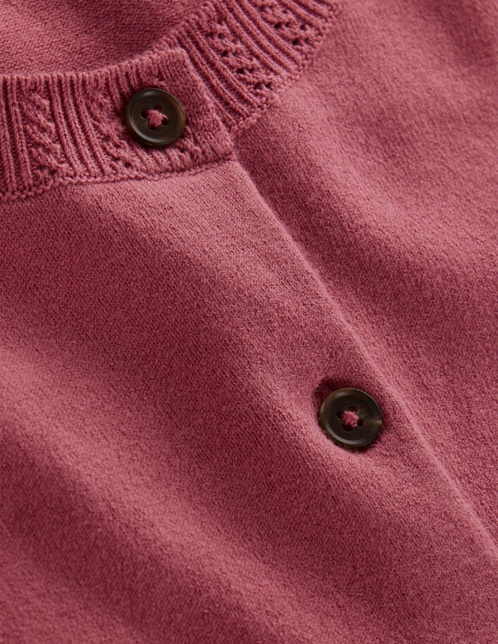 Emilia Baumwollstrickjacke mit Rundhalsausschnitt-Rosa Heide