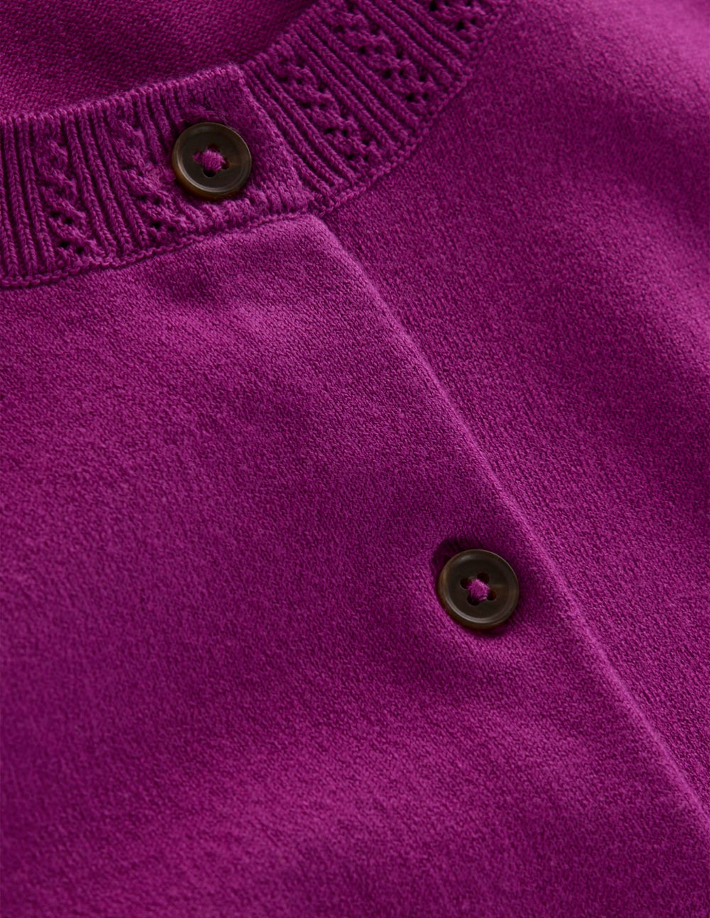 Emilia Baumwollstrickjacke mit Rundhalsausschnitt-Königliches Lila