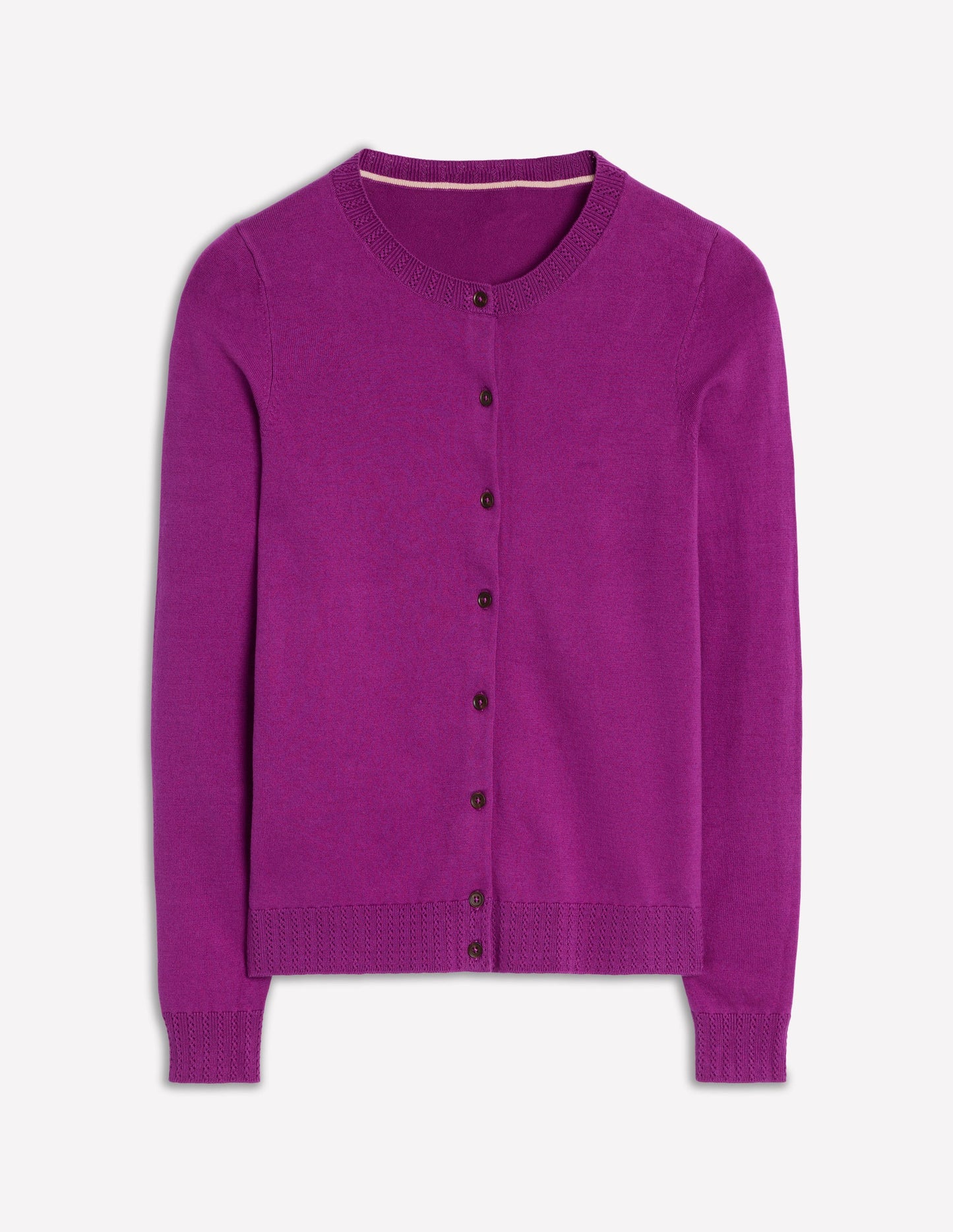 Emilia Baumwollstrickjacke mit Rundhalsausschnitt-Königliches Lila