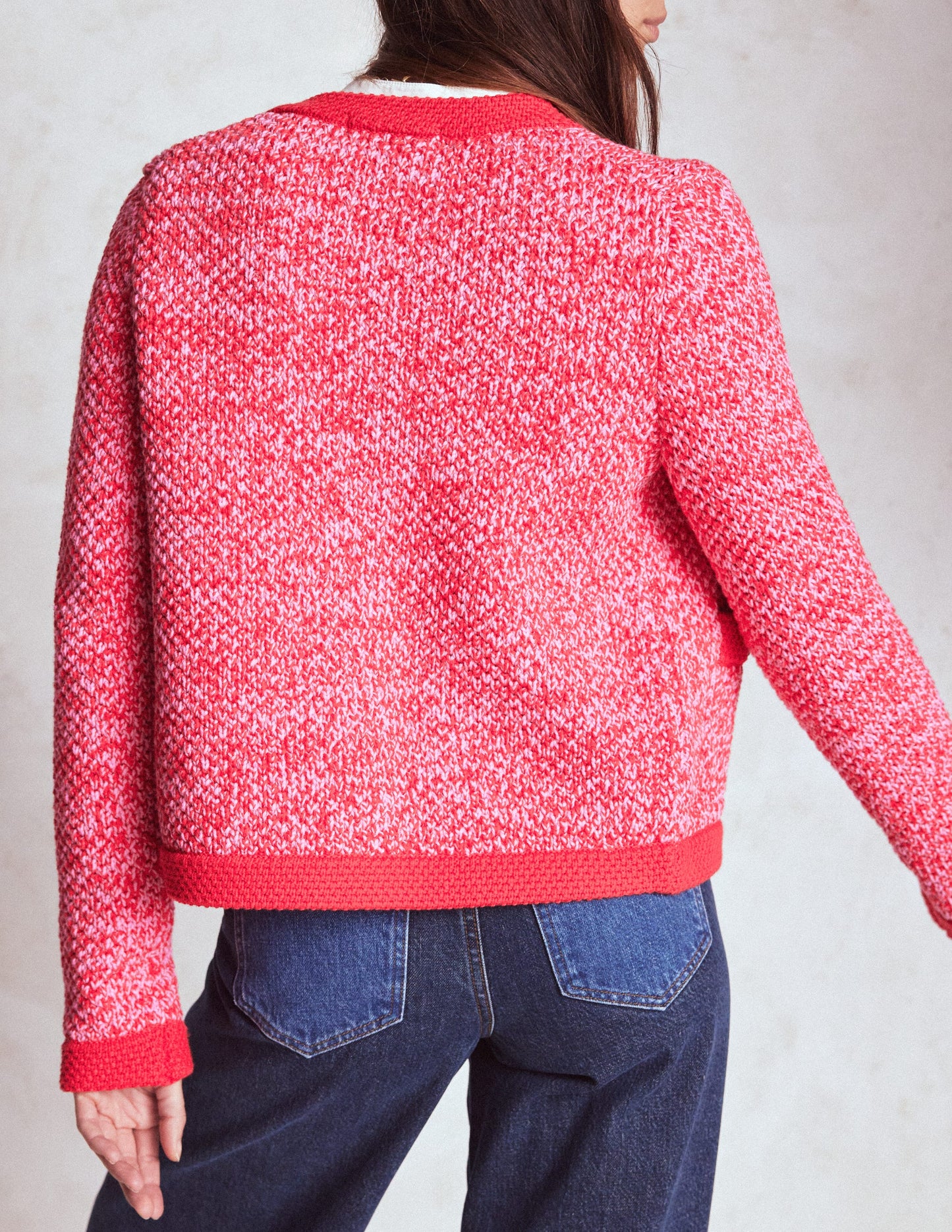 Libby Strickjacke-Rosa Schleife/Mohnblumenrot