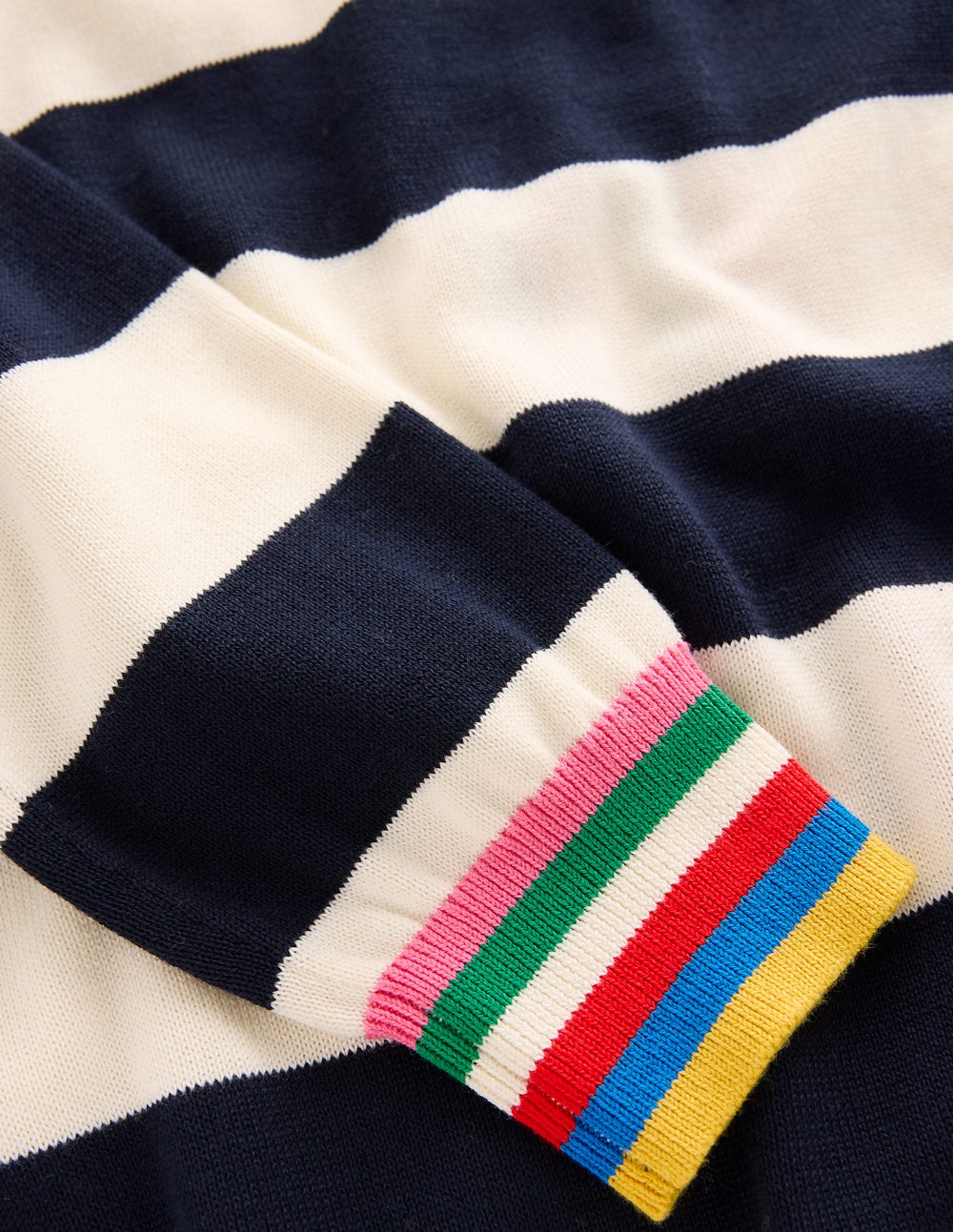 Lara Lockerer Baumwollpullover-Marineblau, Naturweiß Gestreift