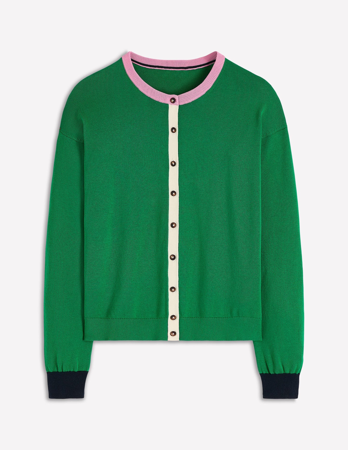 Lara Lockere Baumwoll-Strickjacke-Grünes Tamburin